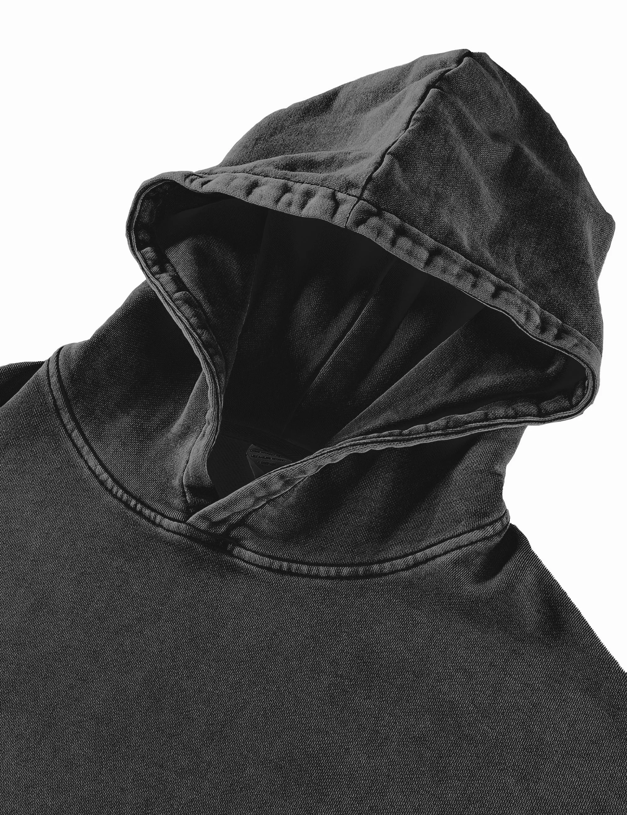 Acid Wash Streetwear Hoodie – Oversized Mode aus Baumwolle – Unisex Pullover - Schwarz - BURNING THE NIGHT AWAY