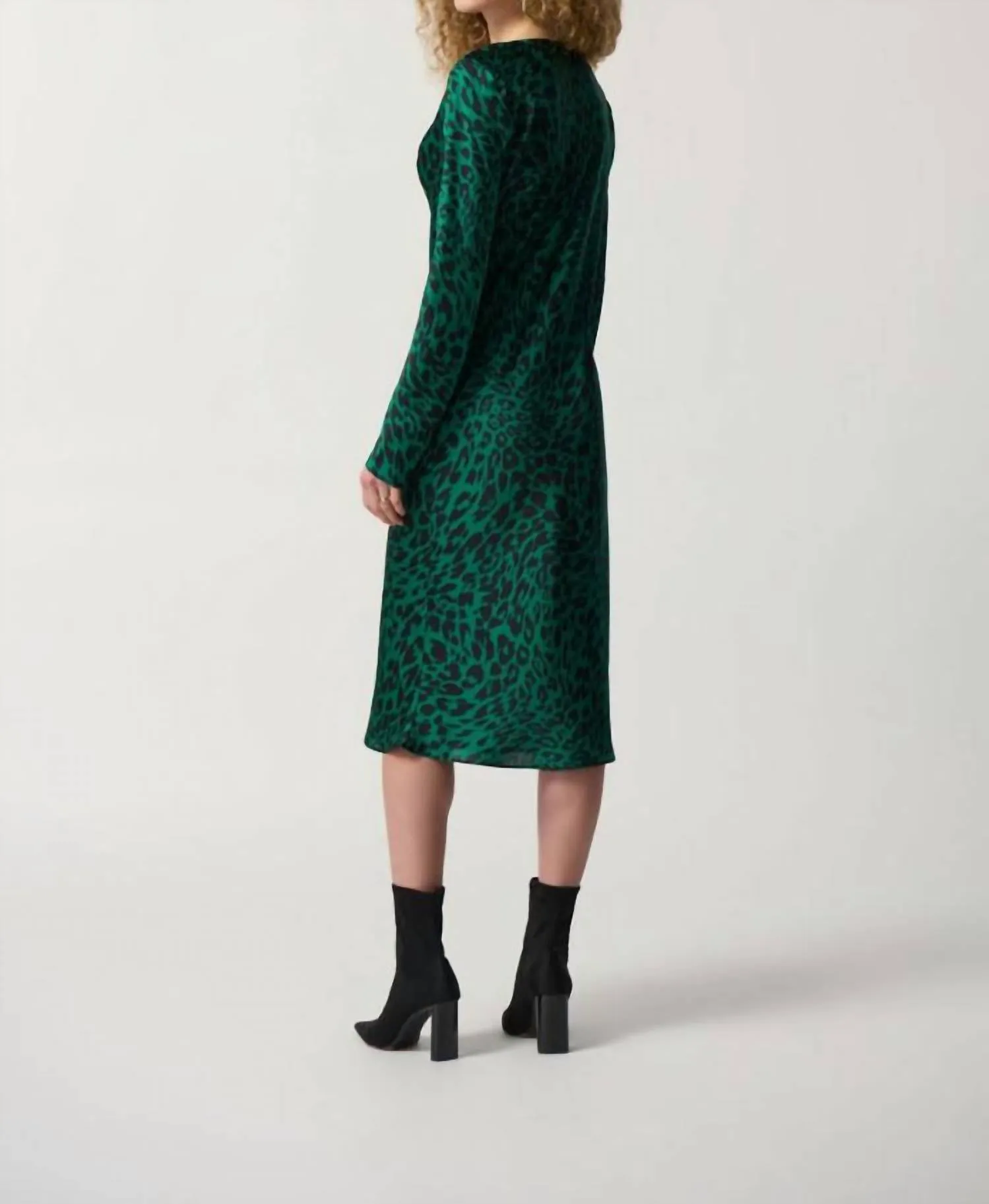 Animal Print Cowl Neck Midi Dress