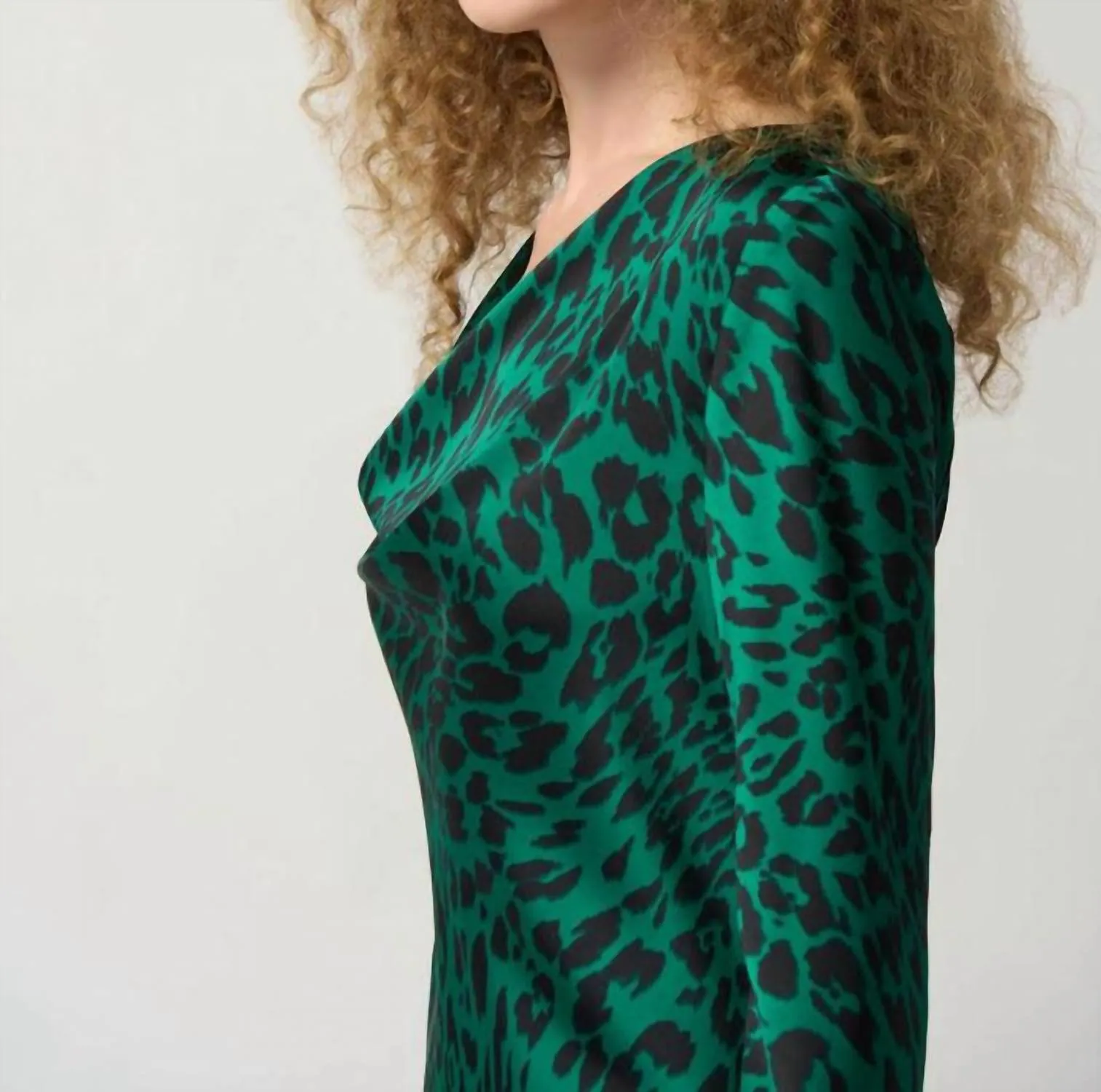 Animal Print Cowl Neck Midi Dress