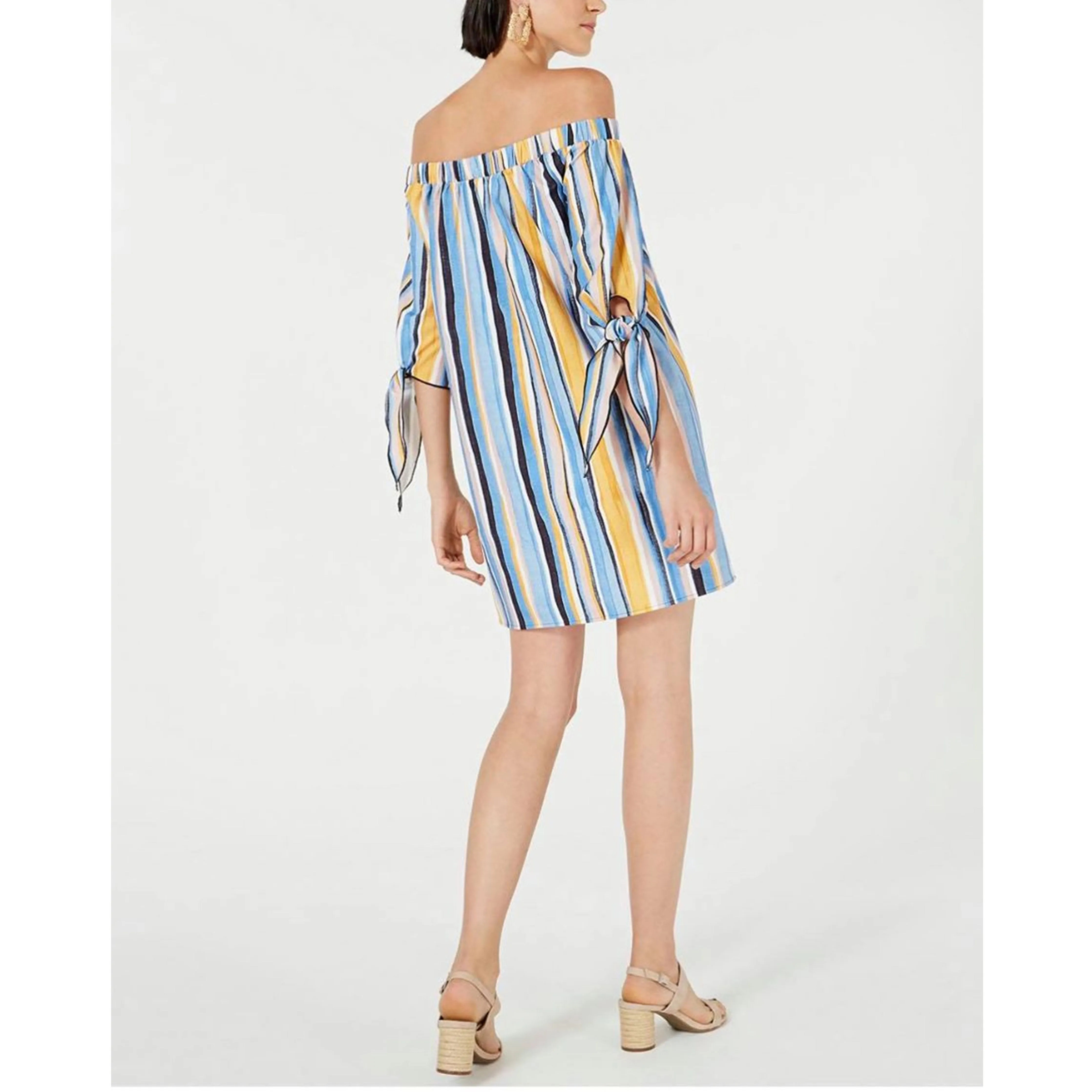 Bar III Off-The-Shoulder Tie-Sleeve Dress - XS