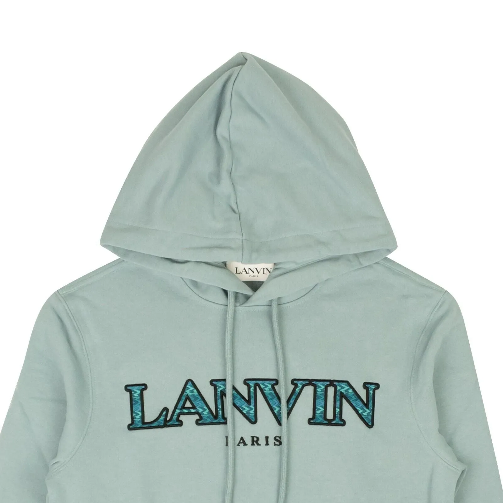Bluish Grey Cotton Curb Logo Hoodie
