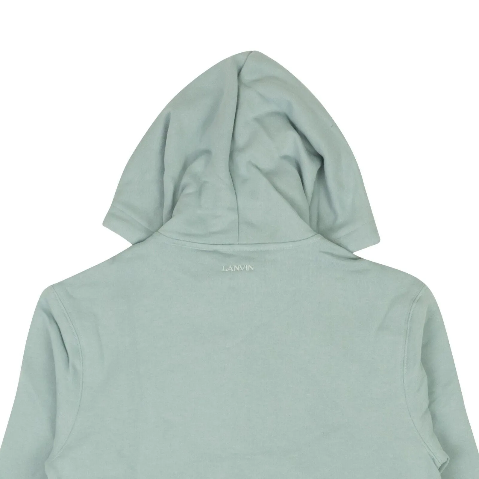 Bluish Grey Cotton Curb Logo Hoodie