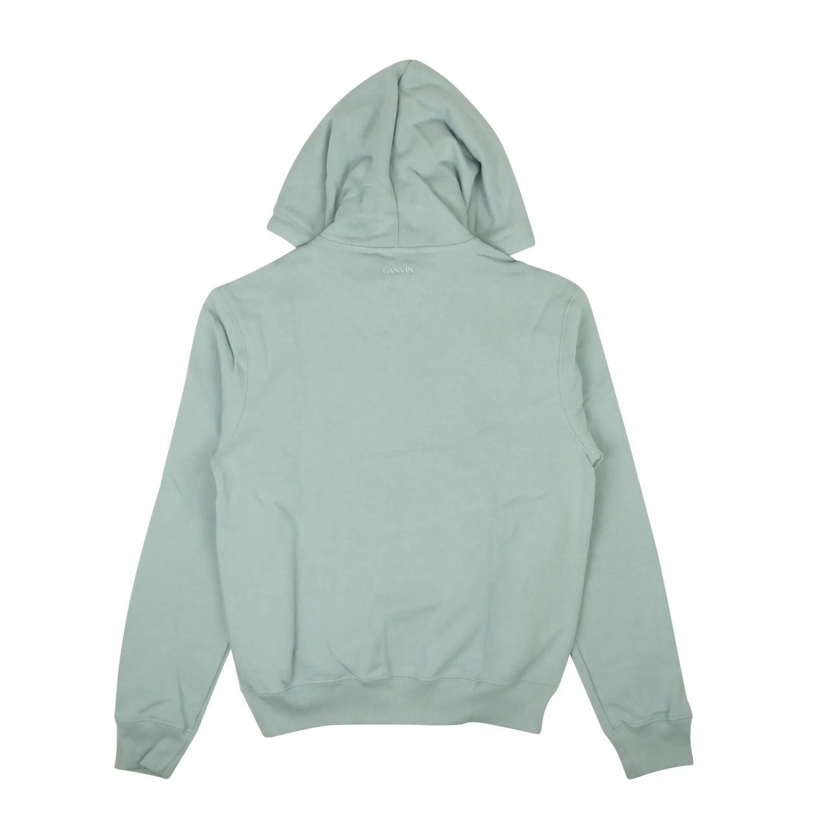 Bluish Grey Cotton Curb Logo Hoodie
