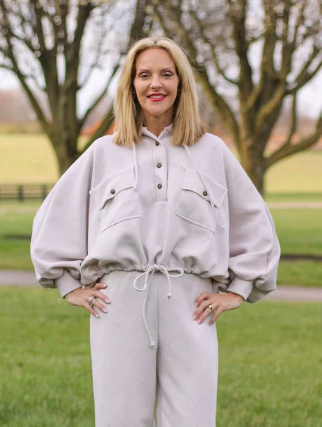 Button Up Jersey Hoodie Set