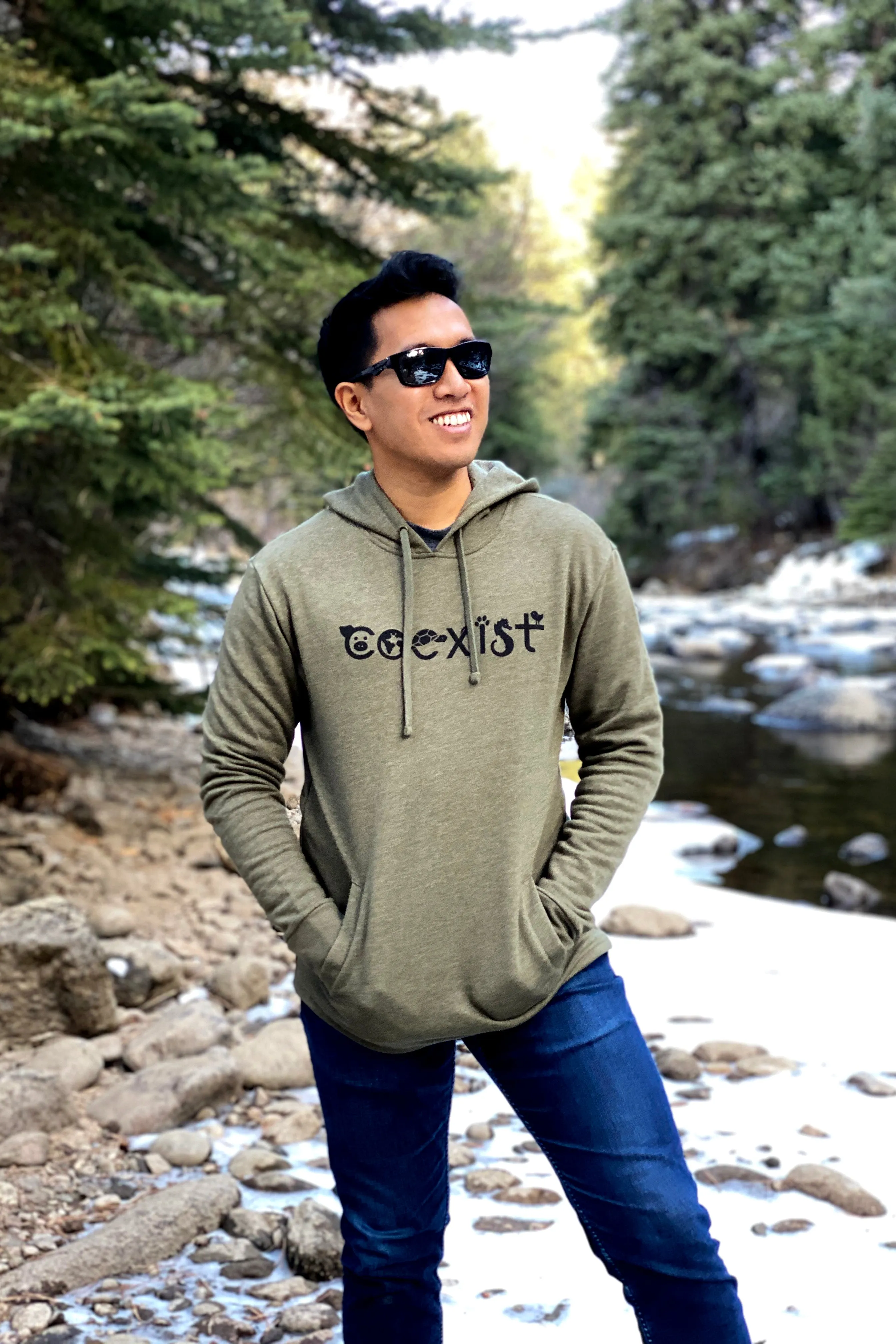 COEXIST Pull-over Unisex Olive Hoodie Sweatshirt