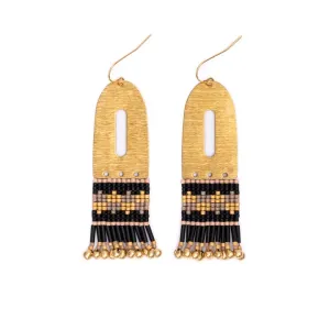 Color Block Beaded Earrings Black