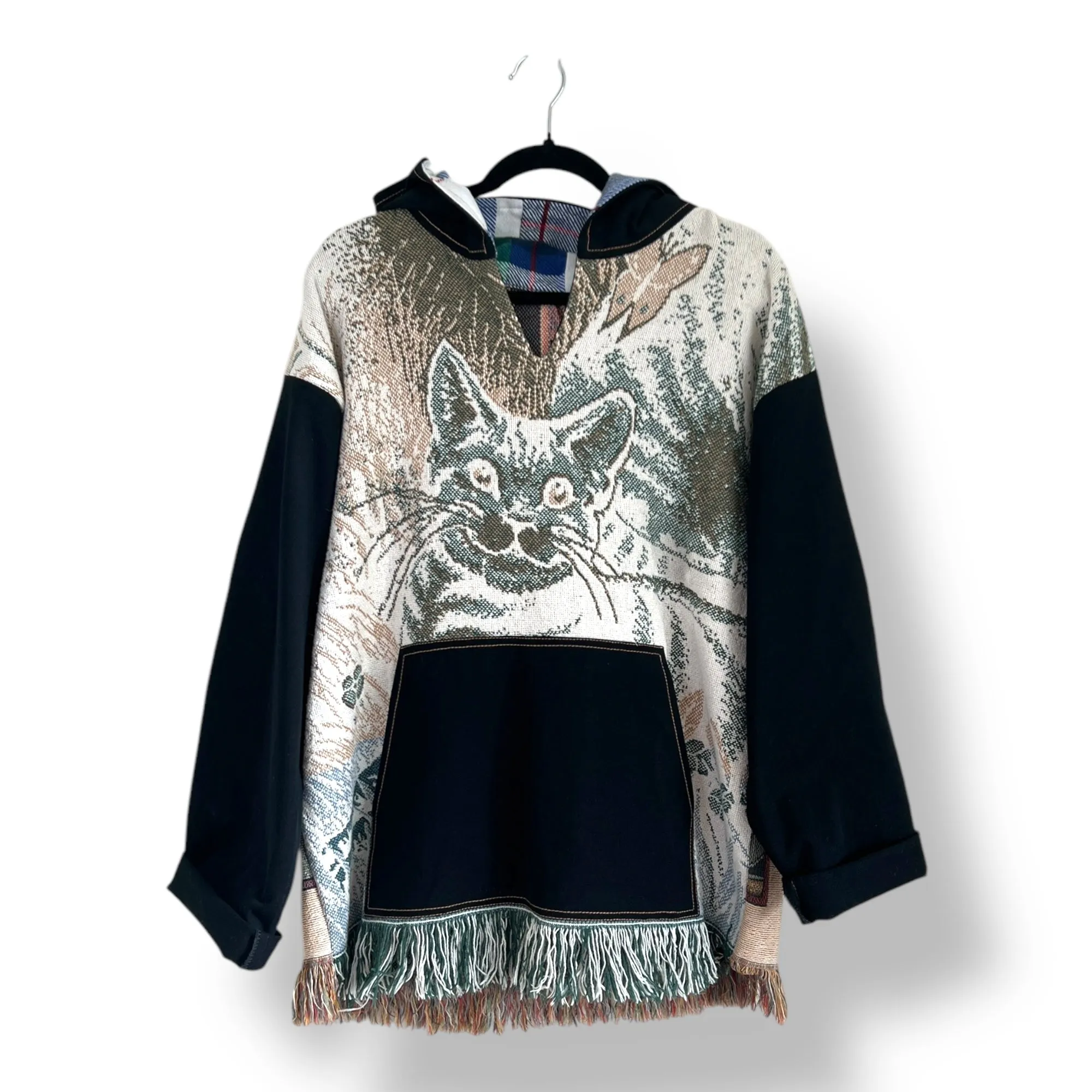 Denim Tapestry Hoodie - Large Unisex