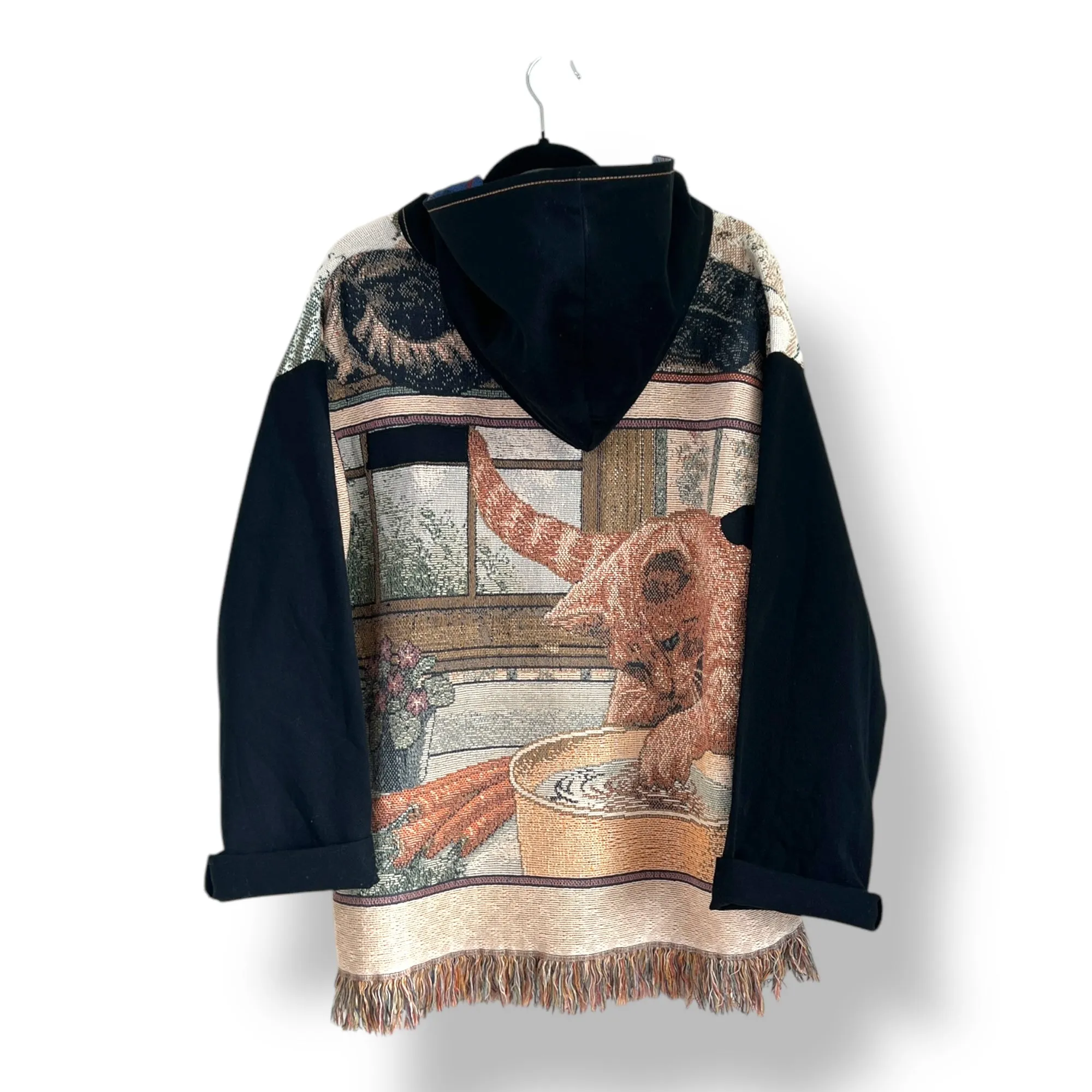 Denim Tapestry Hoodie - Large Unisex