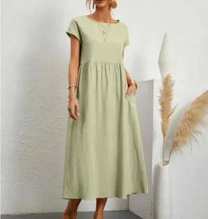 Embrace Vintage Charm: Elegant Solid Color Dress: Summer Style Statement