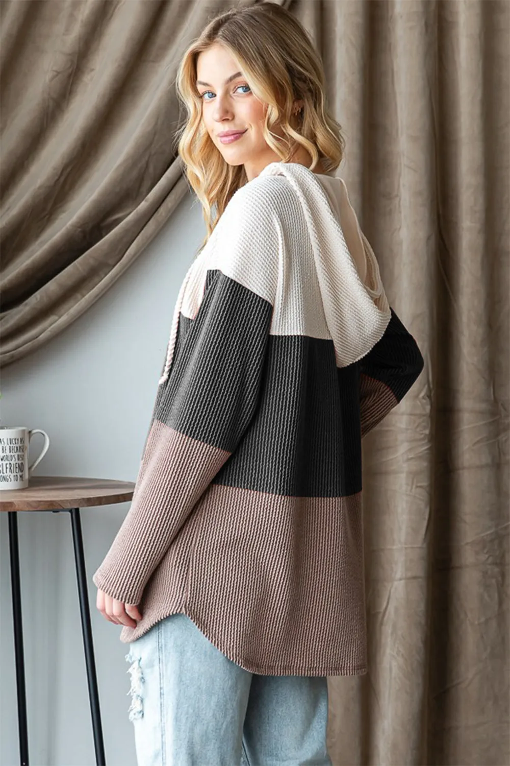 Florie Color Block Heimish  Long Sleeve Hoodie