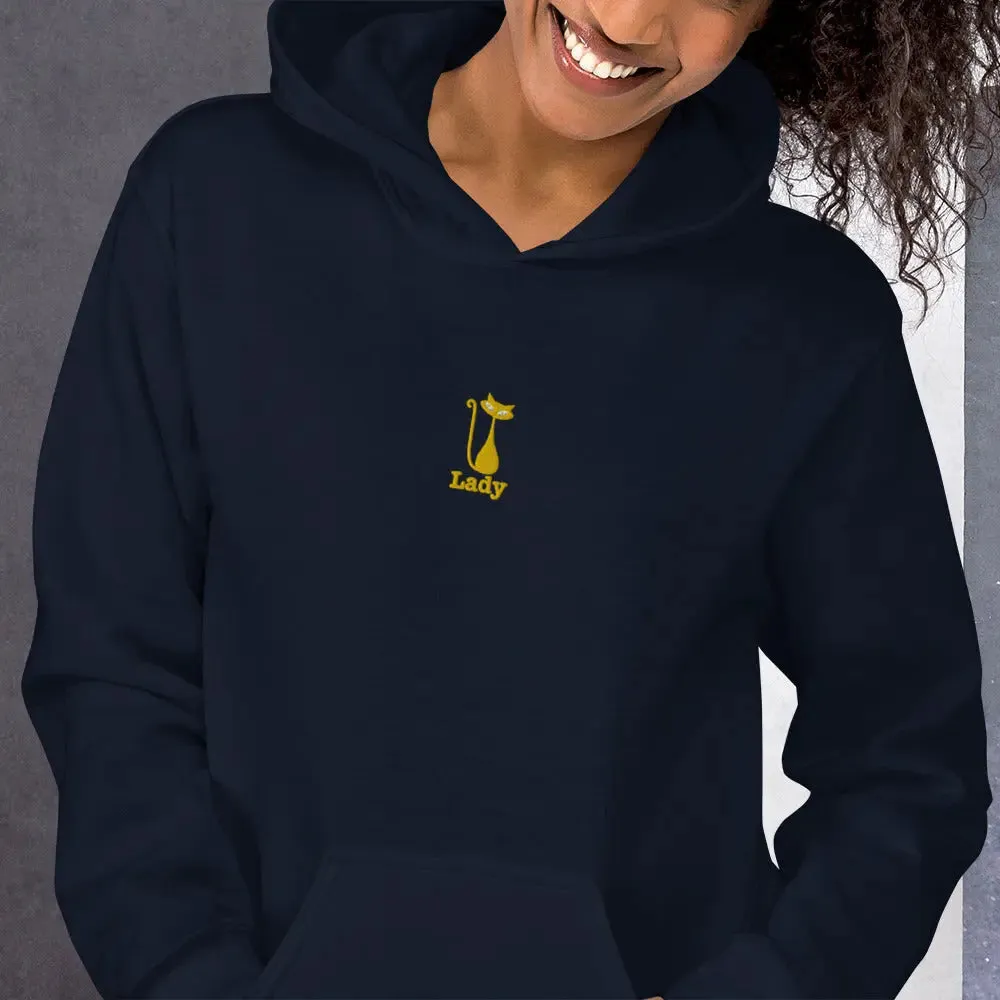 hoodie "Cat Lady" - "I Live, I Love, I Vote" Navy-gold embroidery