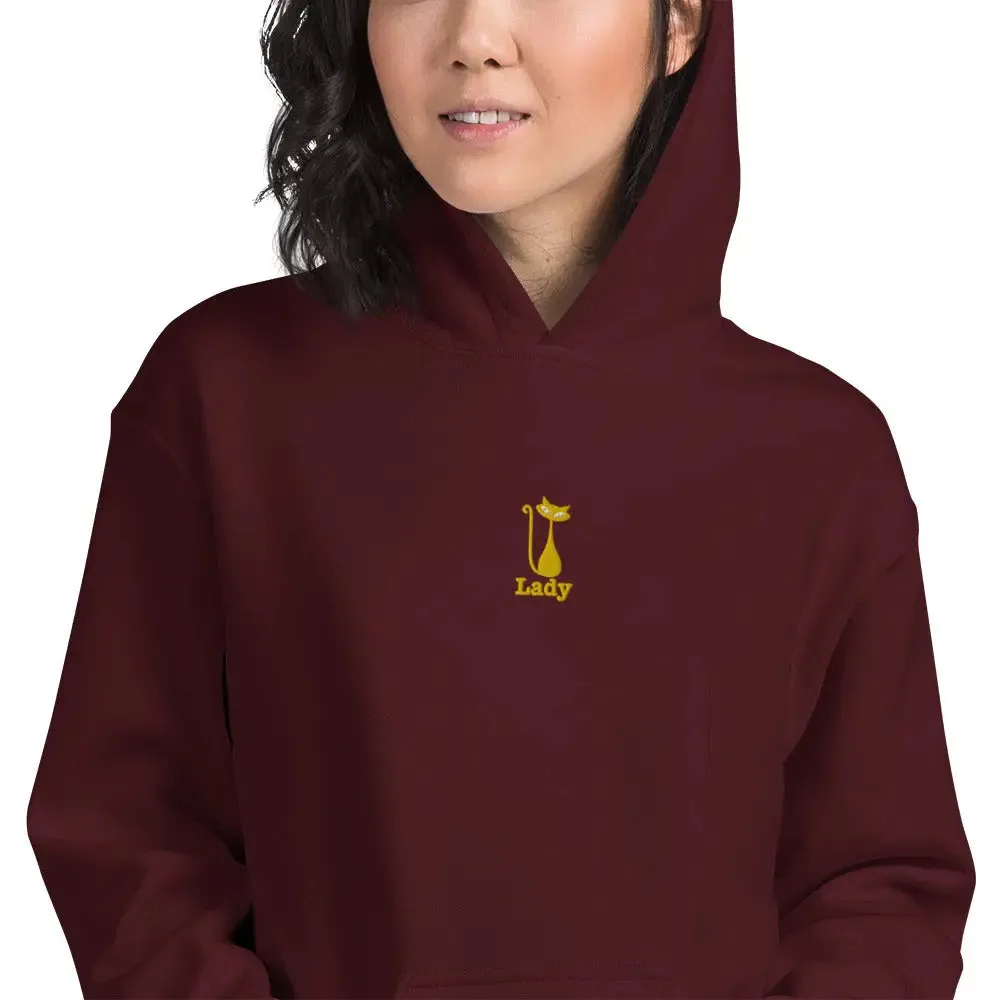 hoodie "Cat Lady" - "I Live, I Love, I Vote" Navy-gold embroidery
