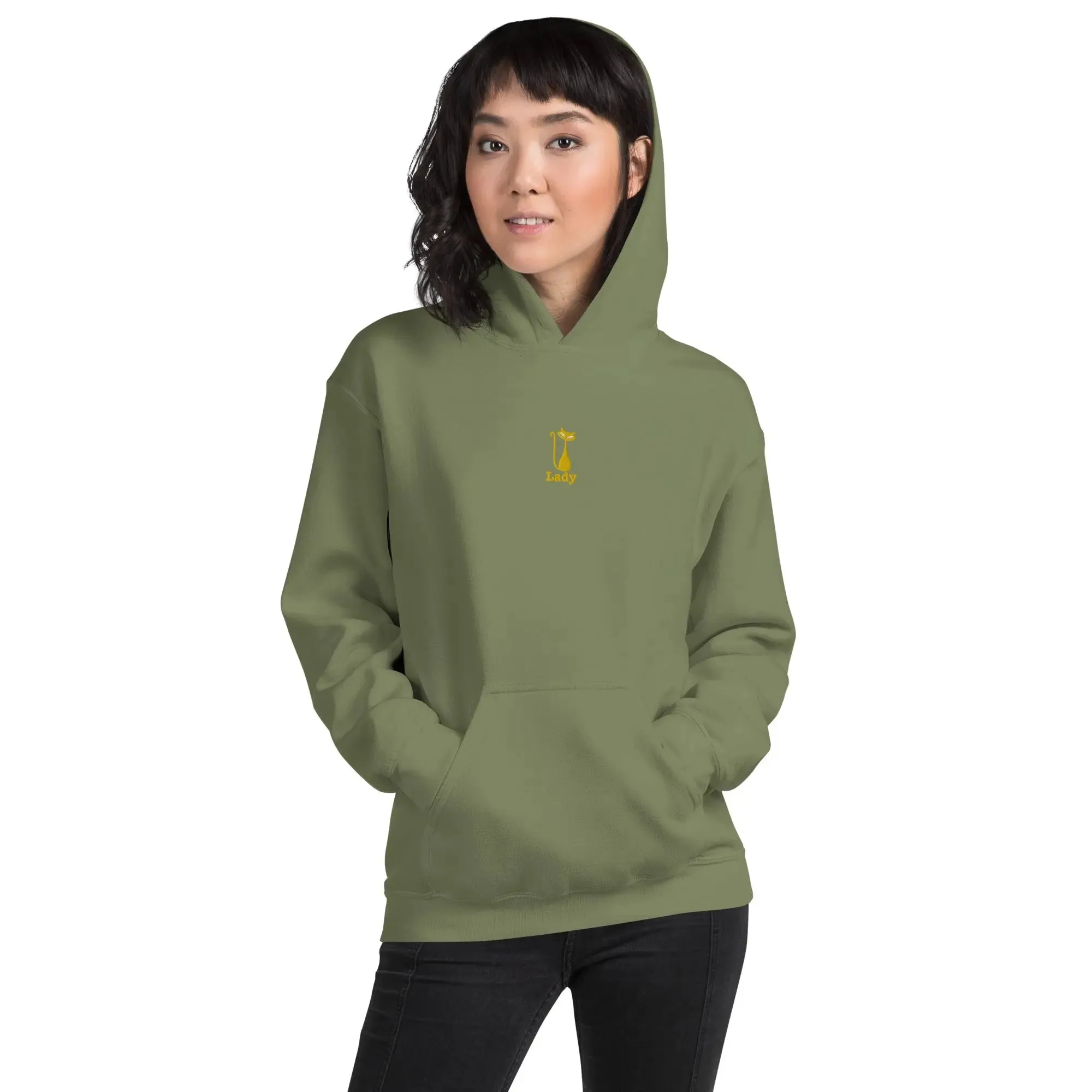 hoodie "Cat Lady" - "I Live, I Love, I Vote" Navy-gold embroidery