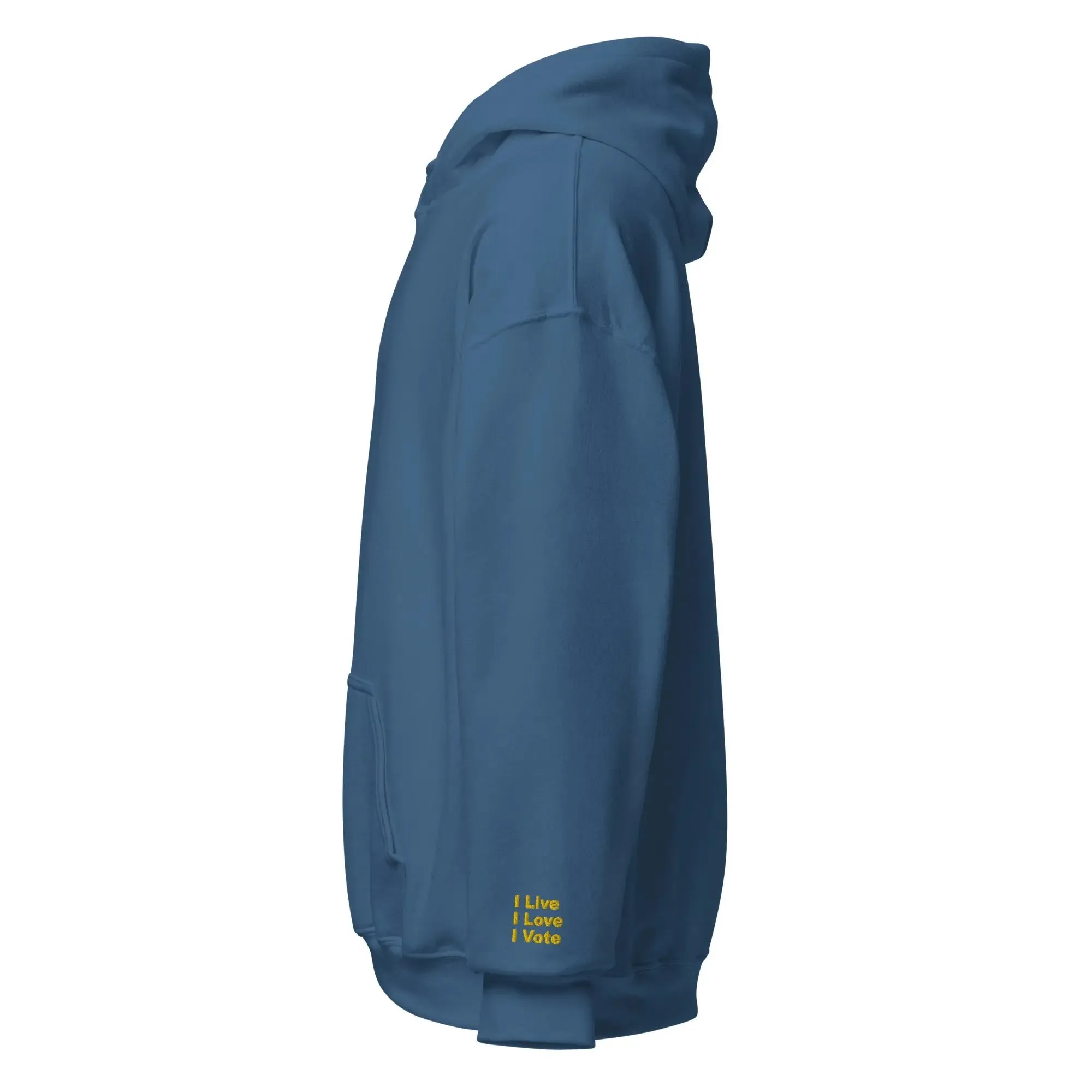 hoodie "Cat Lady" - "I Live, I Love, I Vote" Navy-gold embroidery