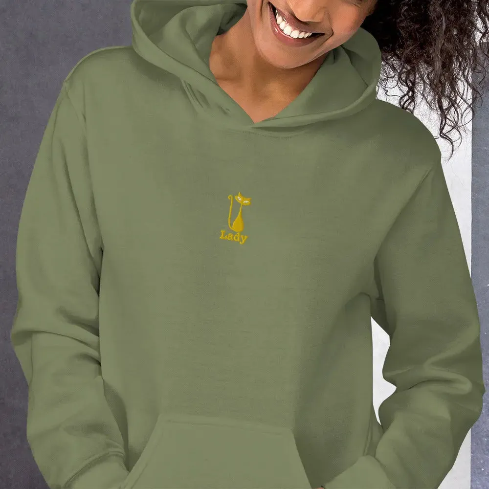 hoodie "Cat Lady" - "I Live, I Love, I Vote" Navy-gold embroidery
