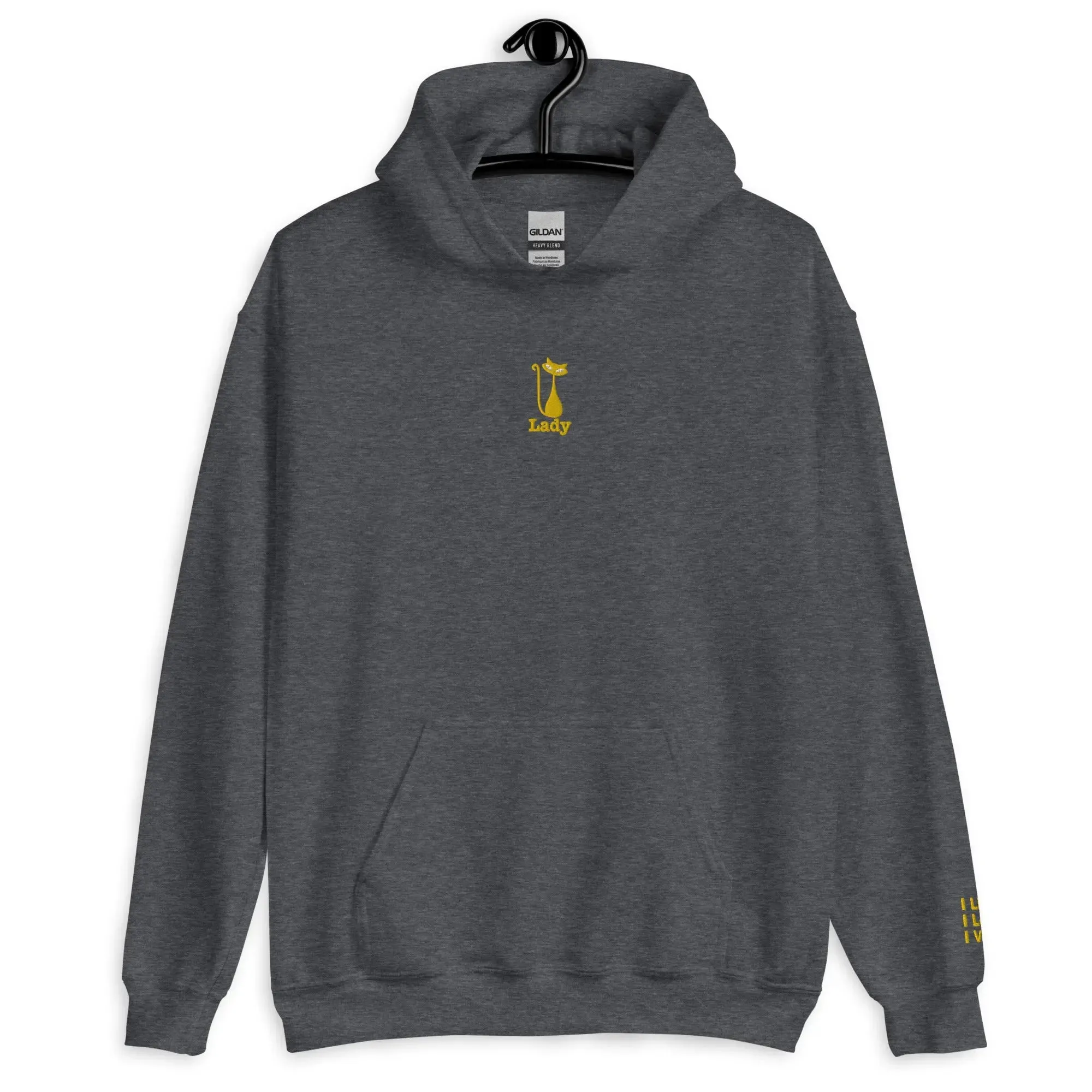 hoodie "Cat Lady" - "I Live, I Love, I Vote" Navy-gold embroidery
