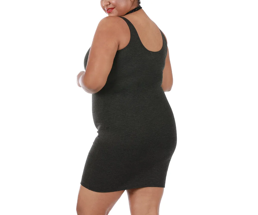 InstantFigure Curvy Plus Size Short Sleeveless Scoop Neck Dress 168031C