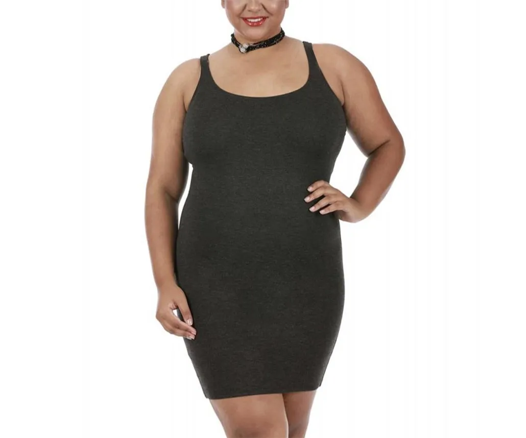 InstantFigure Curvy Plus Size Short Sleeveless Scoop Neck Dress 168031C
