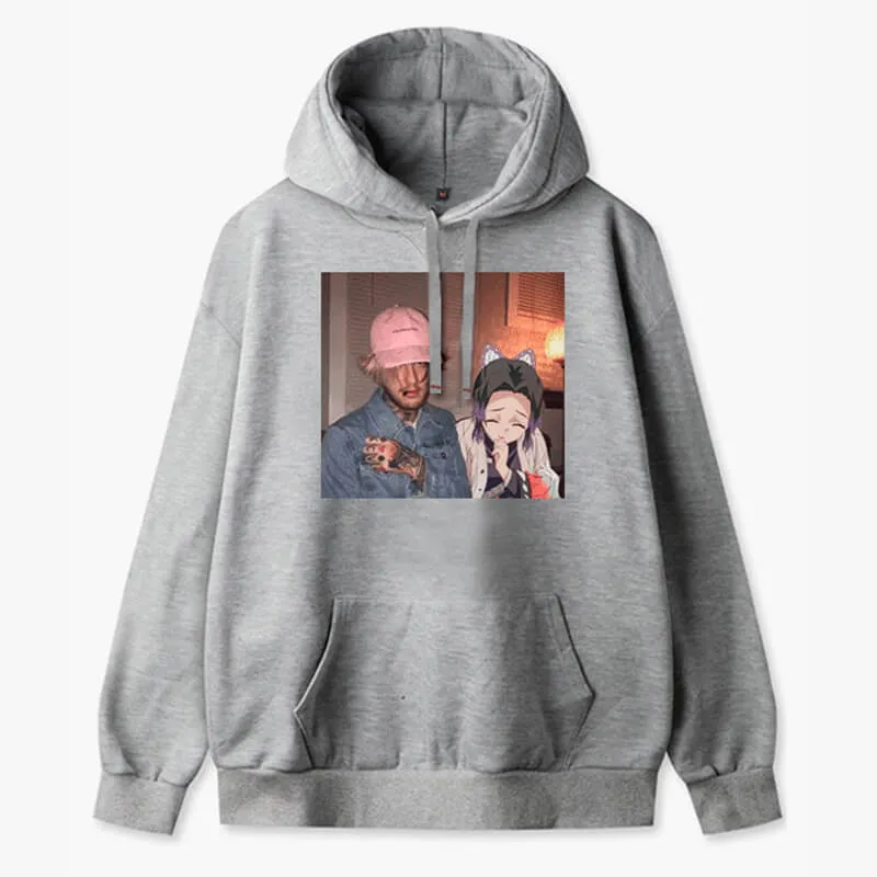 IRL Anime Style Hoodie Lil Peep X Lil Tracy and Shinobu Kocho