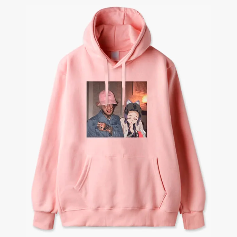 IRL Anime Style Hoodie Lil Peep X Lil Tracy and Shinobu Kocho