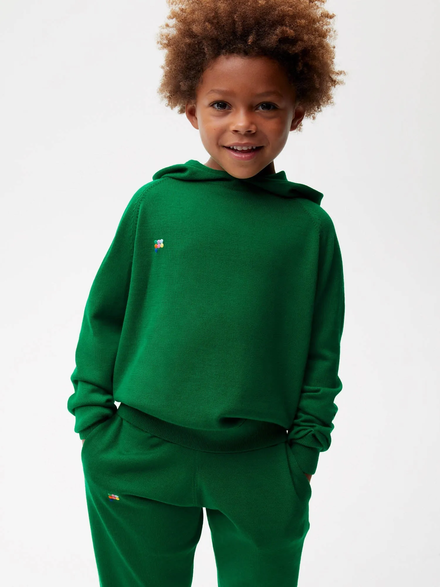 Kids Merino Wool Hoodie—seaweed green