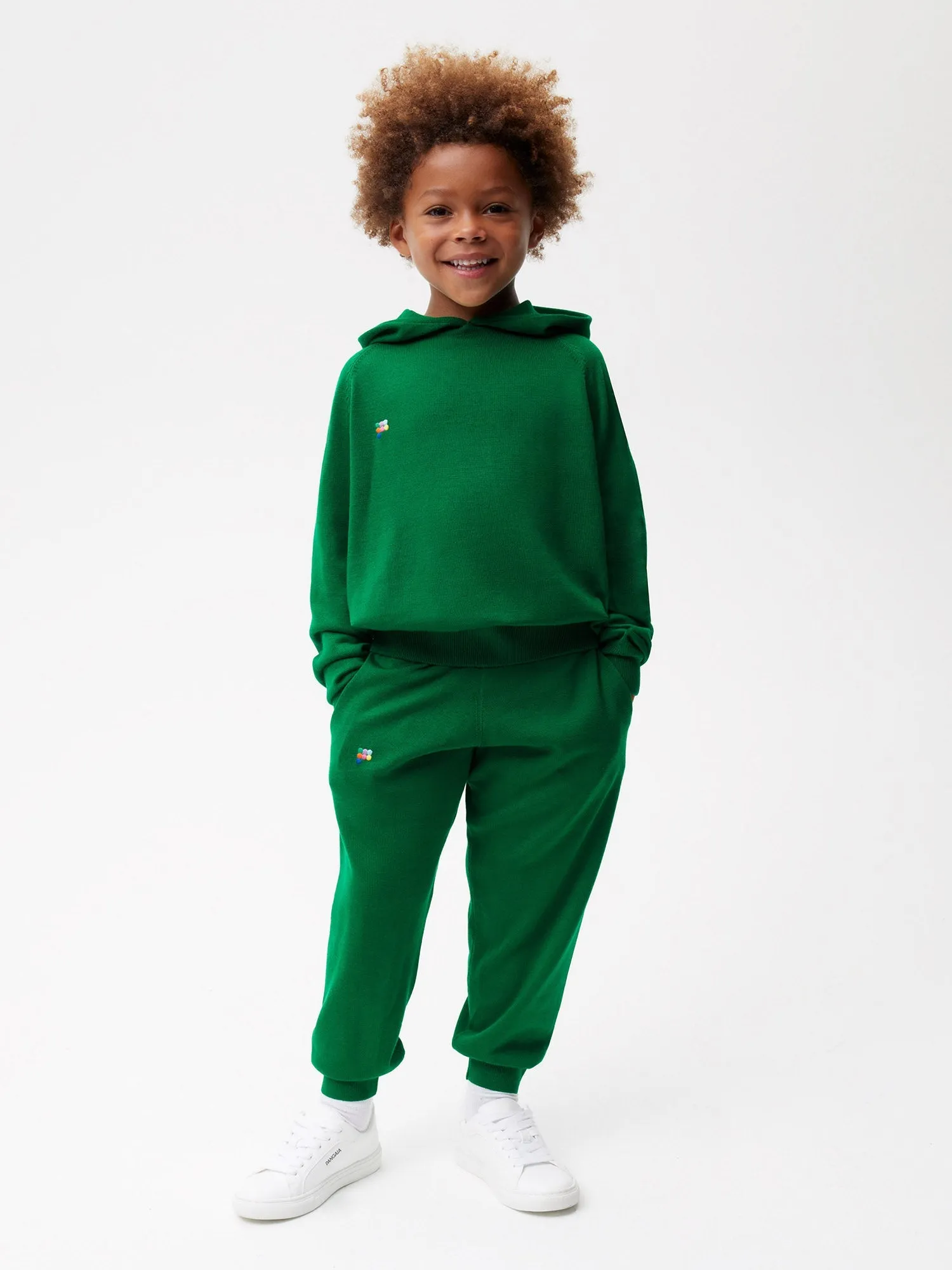 Kids Merino Wool Hoodie—seaweed green