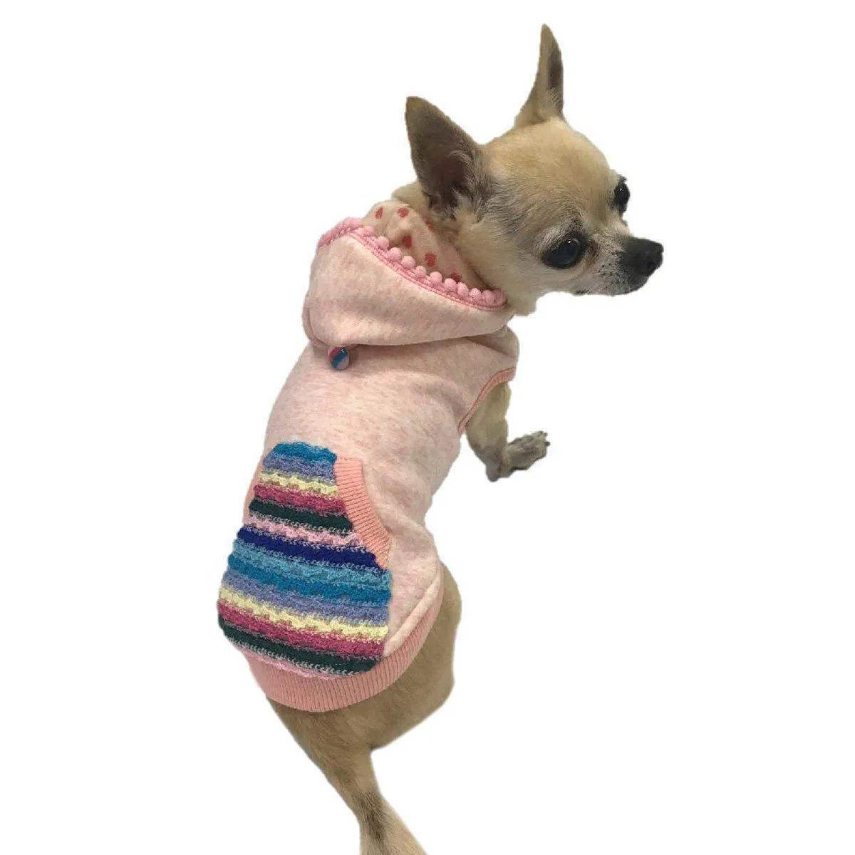 Lightweight Short Sleeve Marble Dog Hoodie Peach
