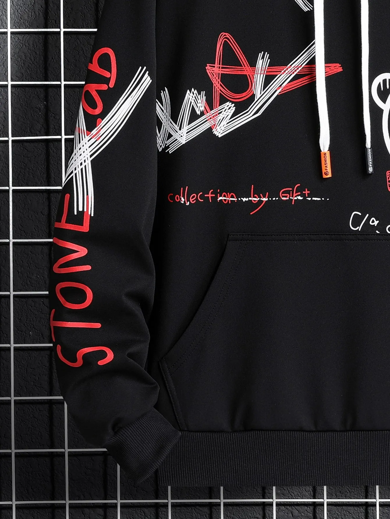 Manfinity Dauomo Men Bear And Letter Graphic Drawstring Hoodie