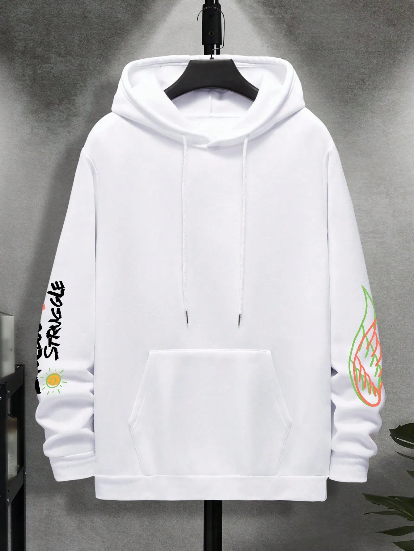 Manfinity Dauomo Men Bear And Letter Graphic Drawstring Hoodie