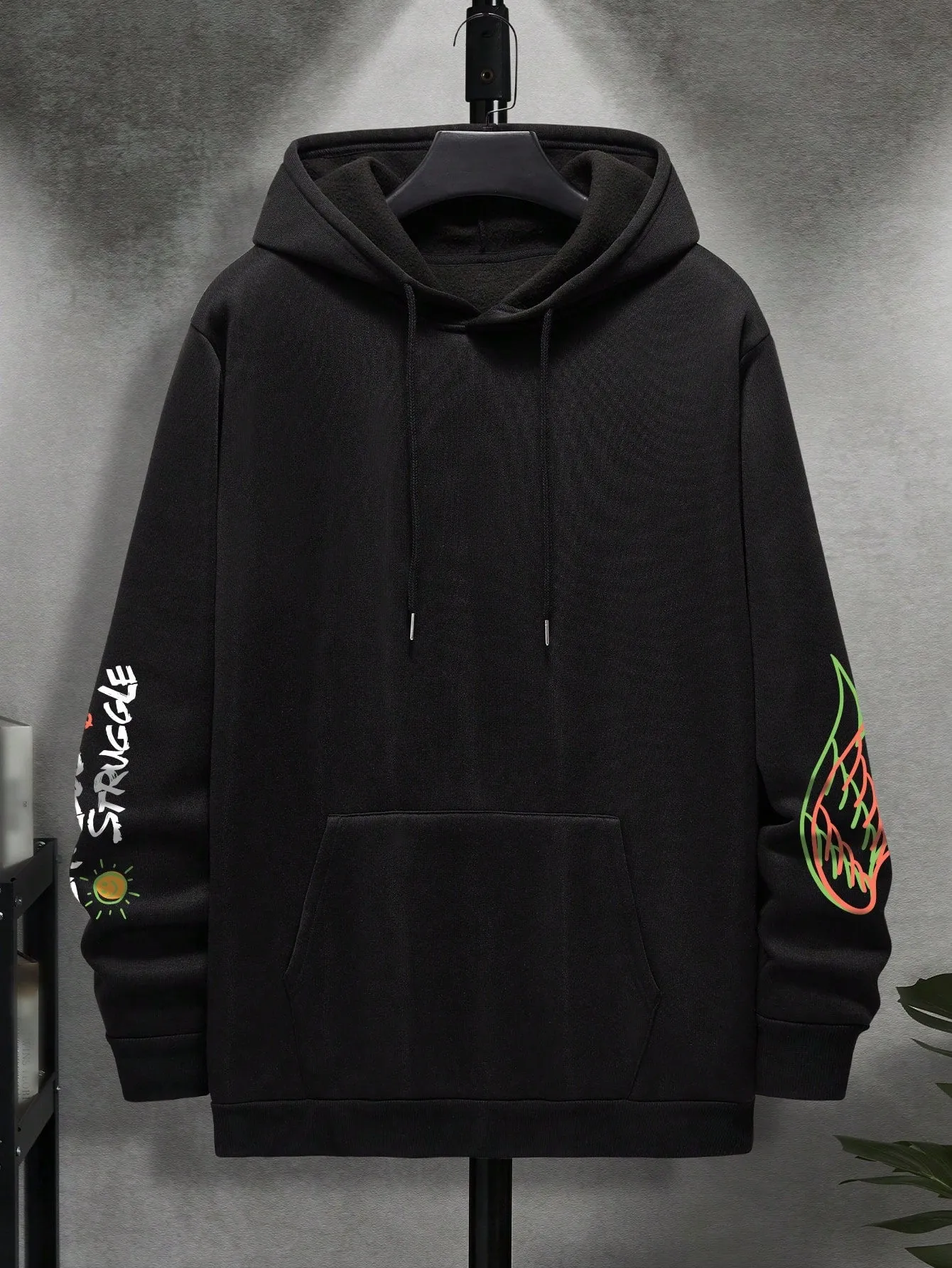 Manfinity Dauomo Men Bear And Letter Graphic Drawstring Hoodie