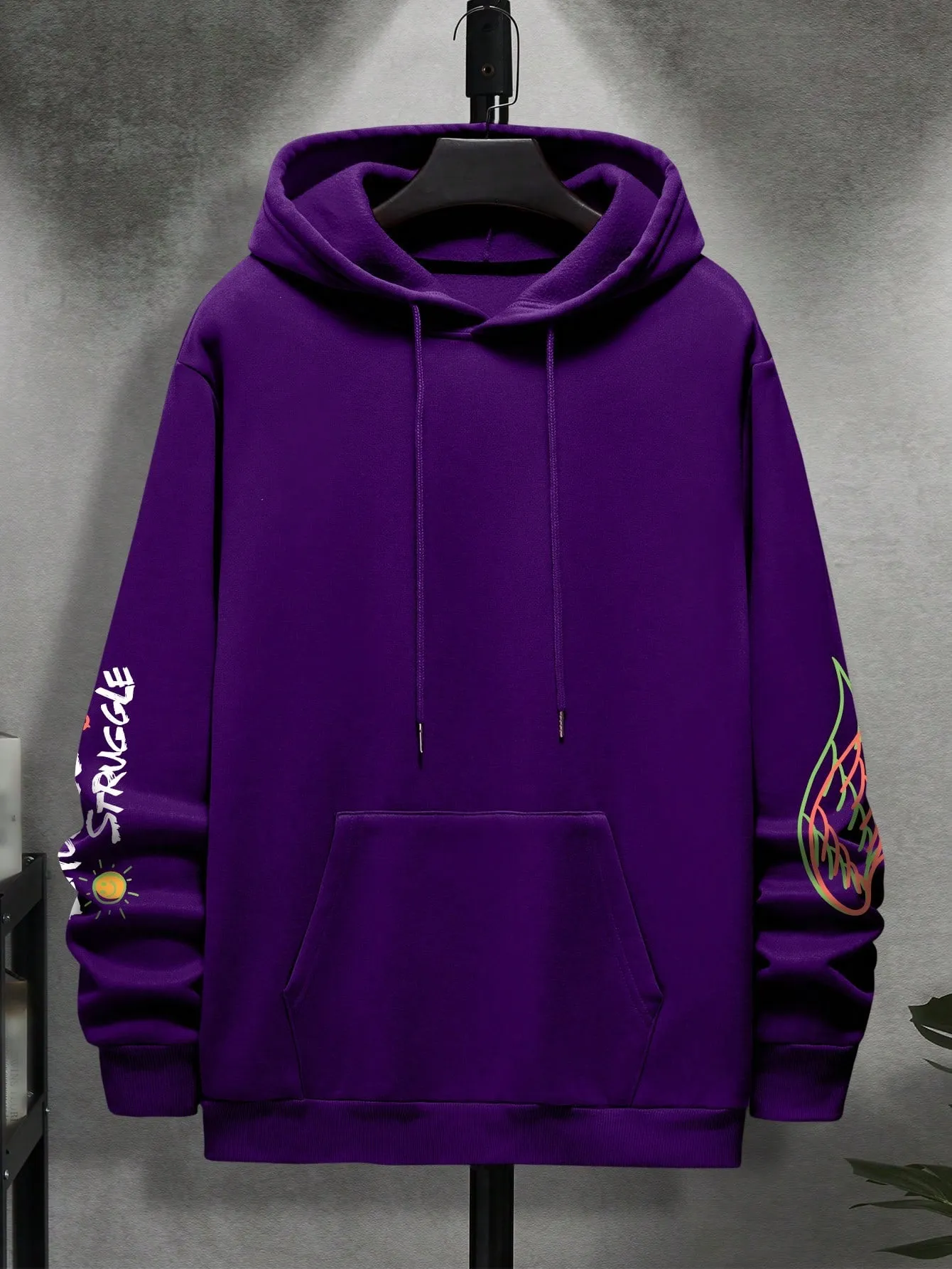 Manfinity Dauomo Men Bear And Letter Graphic Drawstring Hoodie