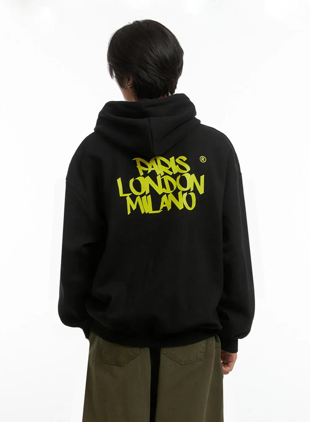 Men's Embroidered Oversized Hoodie (Black) IO417