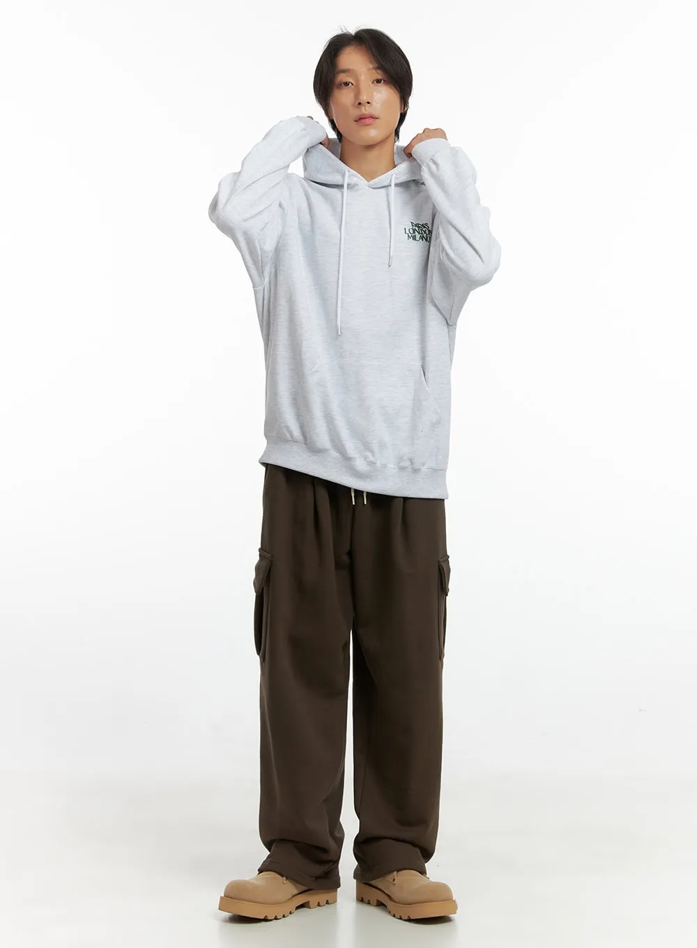 Men's Embroidered Oversized Hoodie (White) IO417