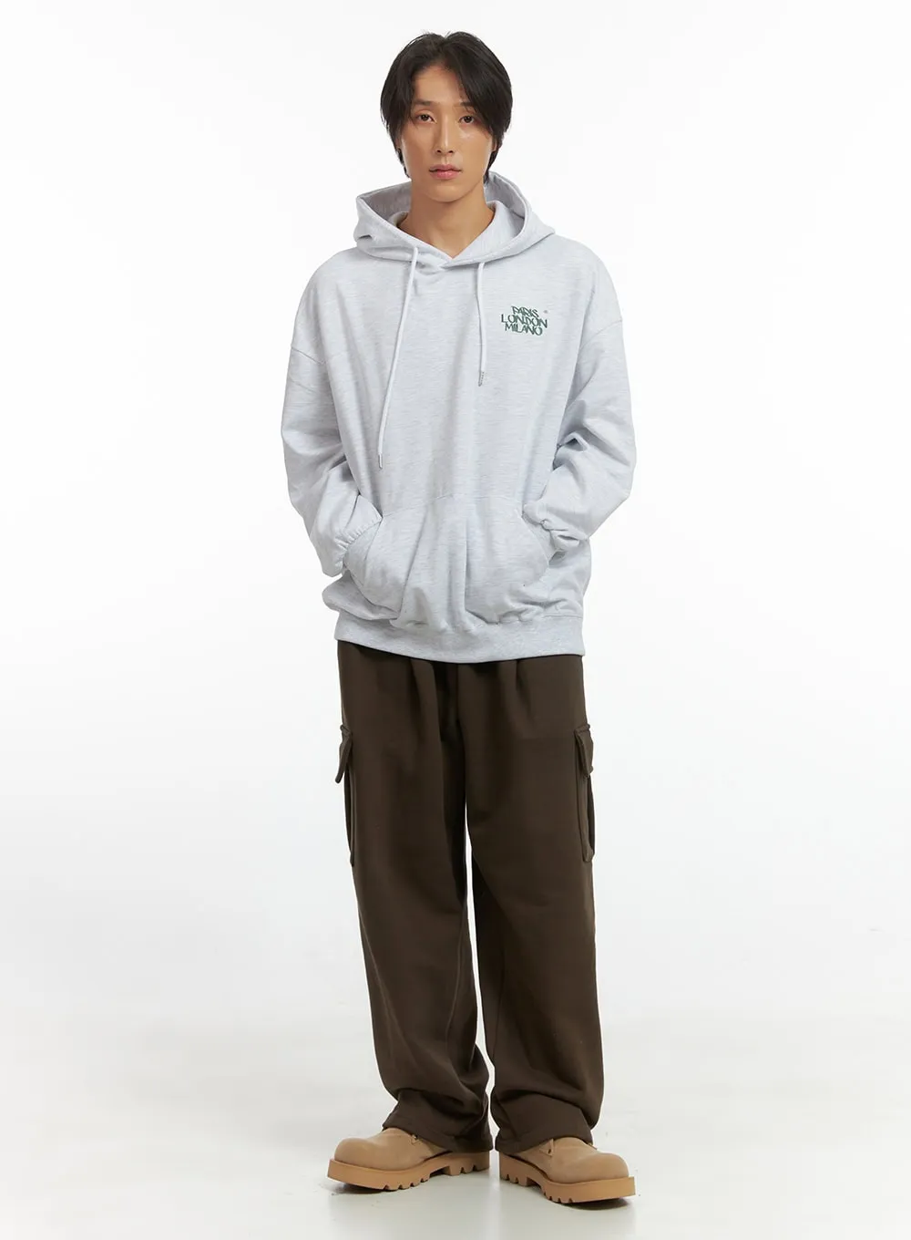 Men's Embroidered Oversized Hoodie (White) IO417
