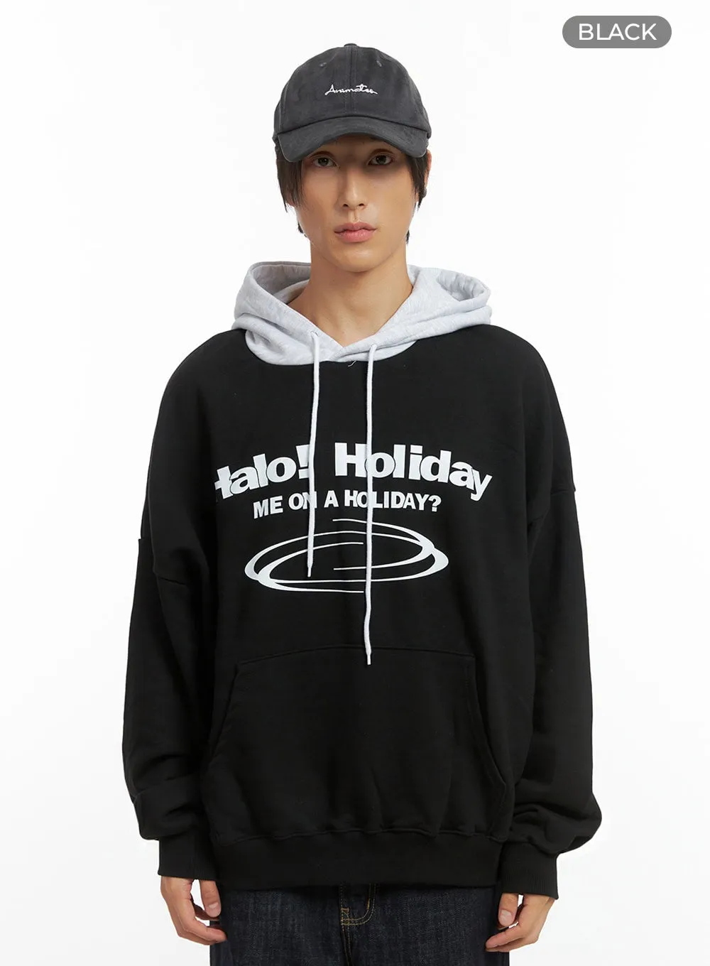 Men's Mixed Color Graphic Hoodie Sweatshirt IO402