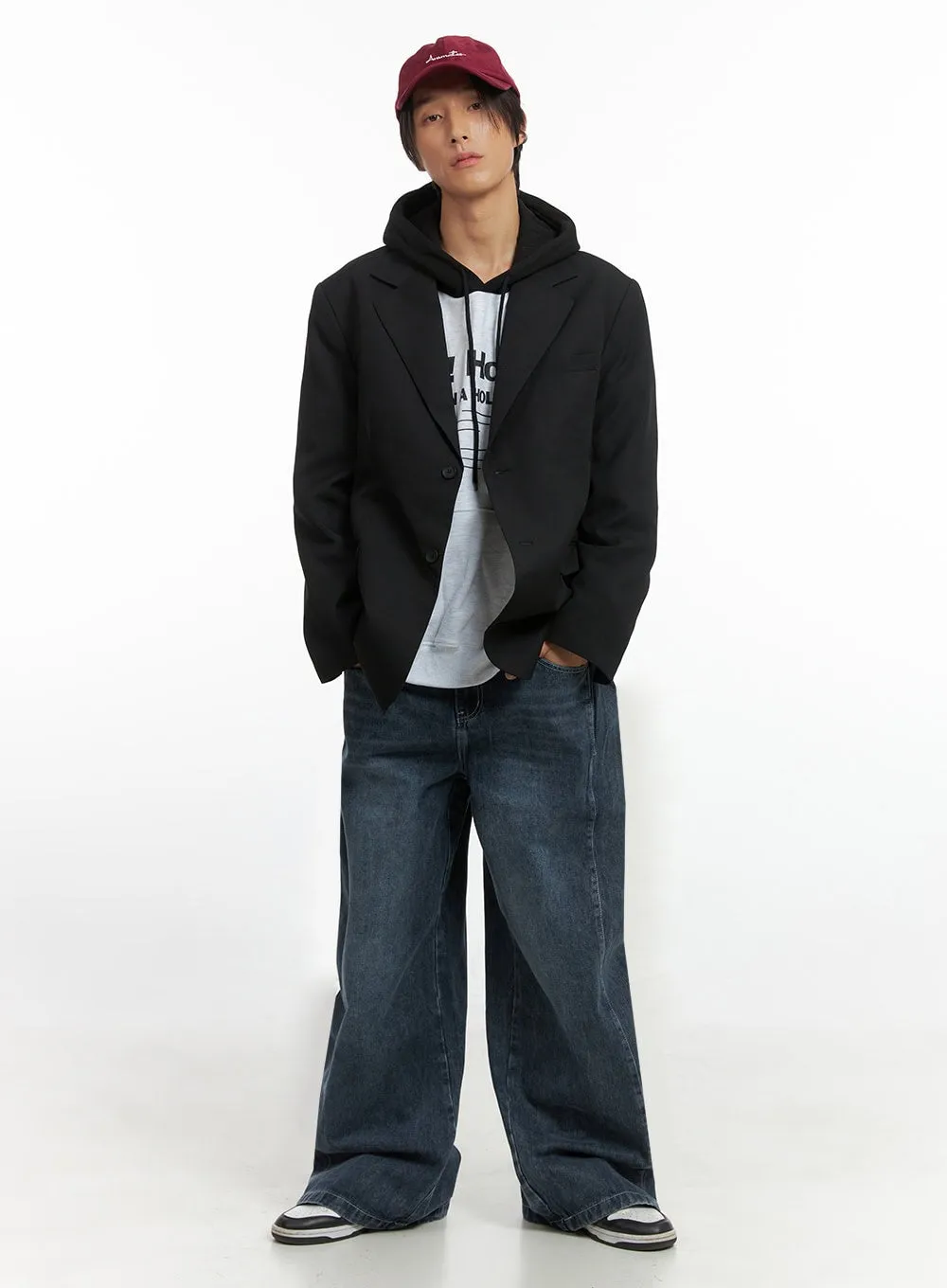Men's Mixed Color Graphic Hoodie Sweatshirt IO402