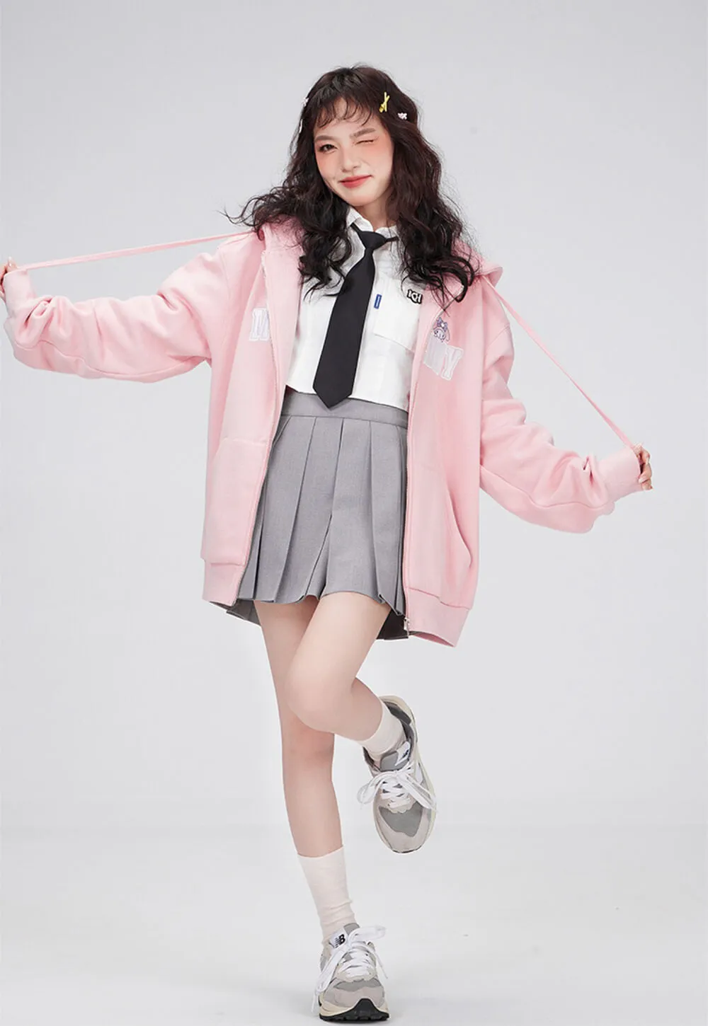My Melody Full Zip Drawstring Oversized Hoodie