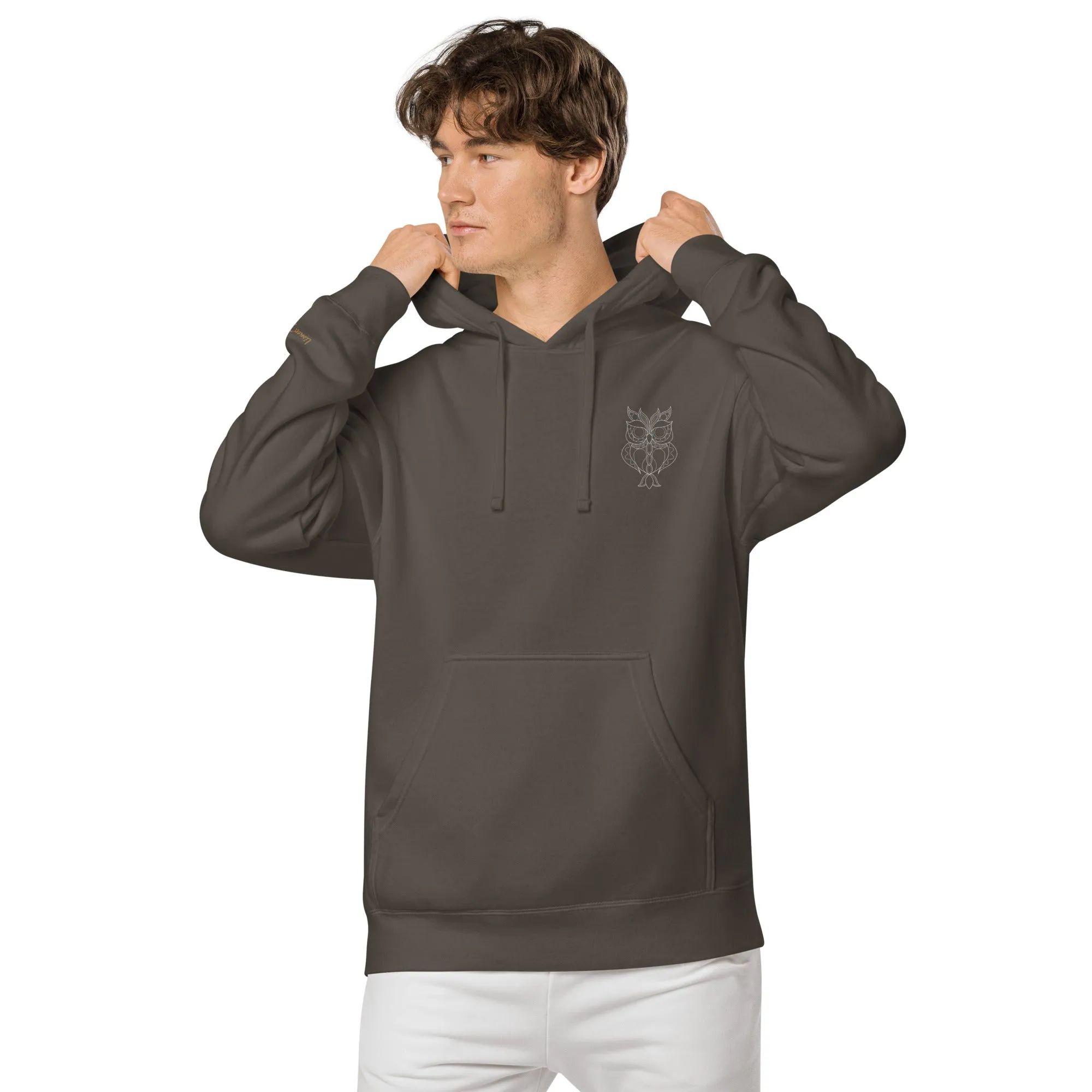 Owl Lovers Embroidered Design Unisex Pigment-Dyed Hoodie