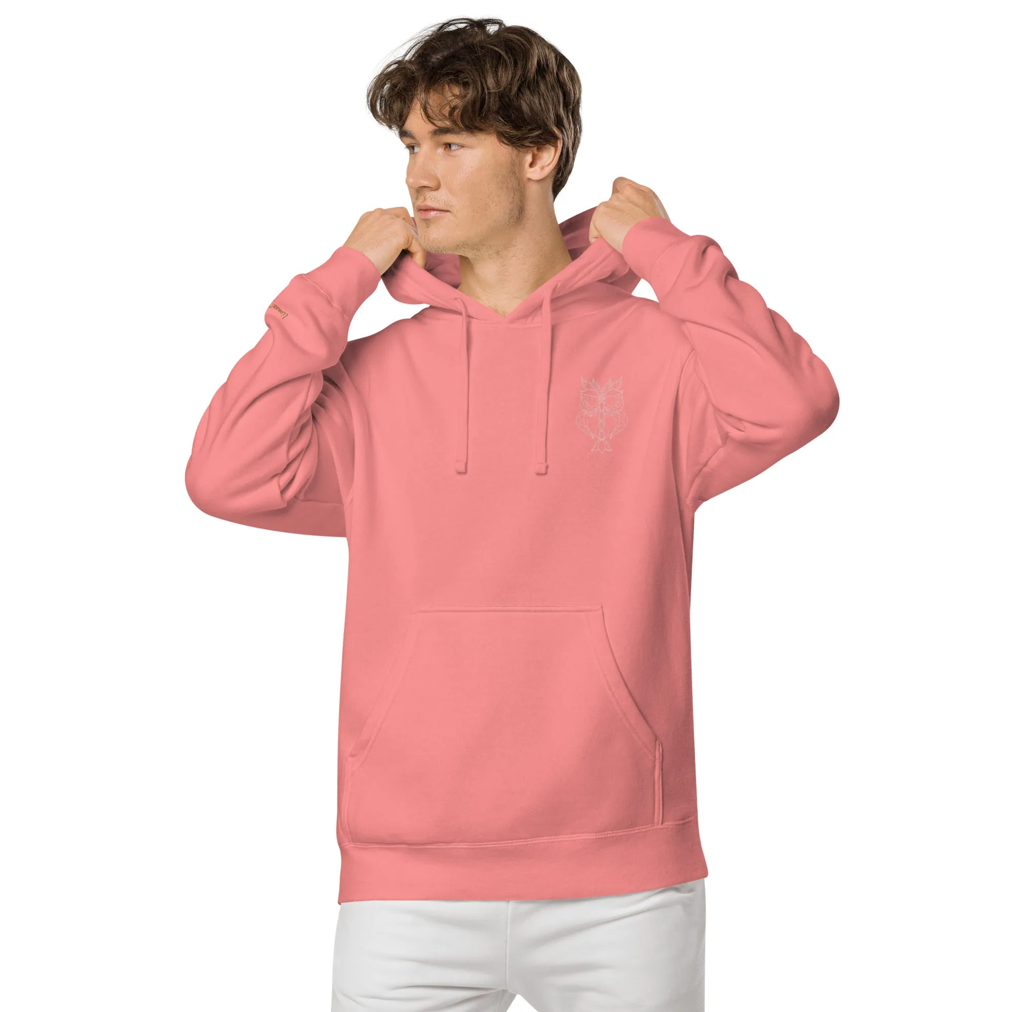 Owl Lovers Embroidered Design Unisex Pigment-Dyed Hoodie