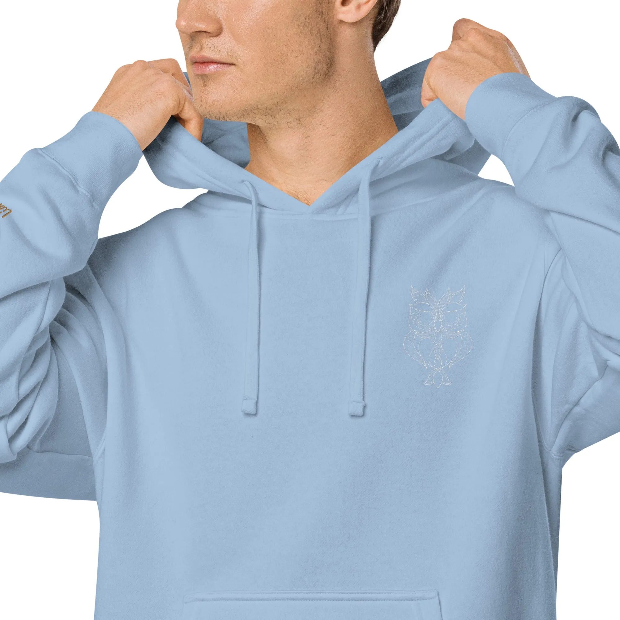 Owl Lovers Embroidered Design Unisex Pigment-Dyed Hoodie