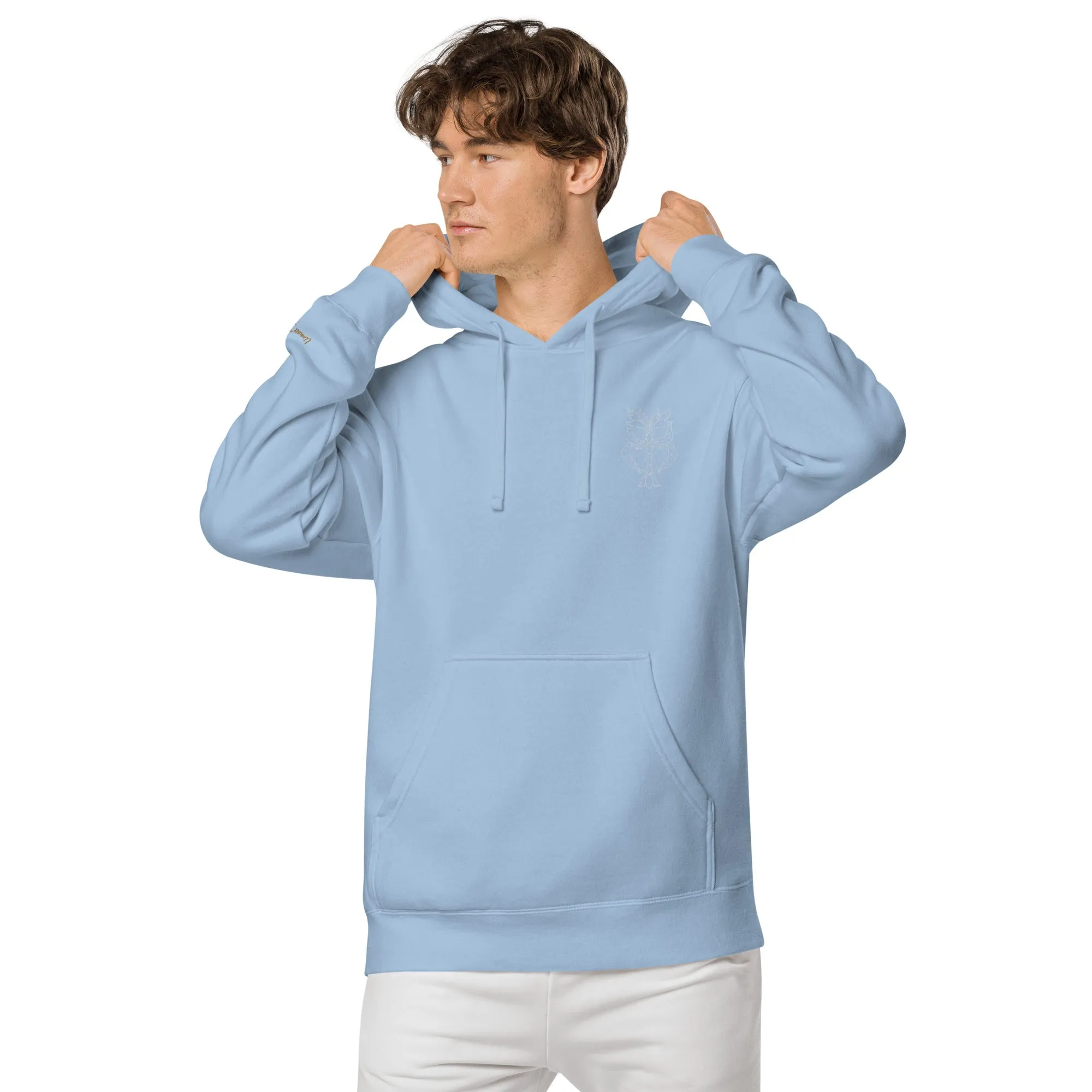 Owl Lovers Embroidered Design Unisex Pigment-Dyed Hoodie