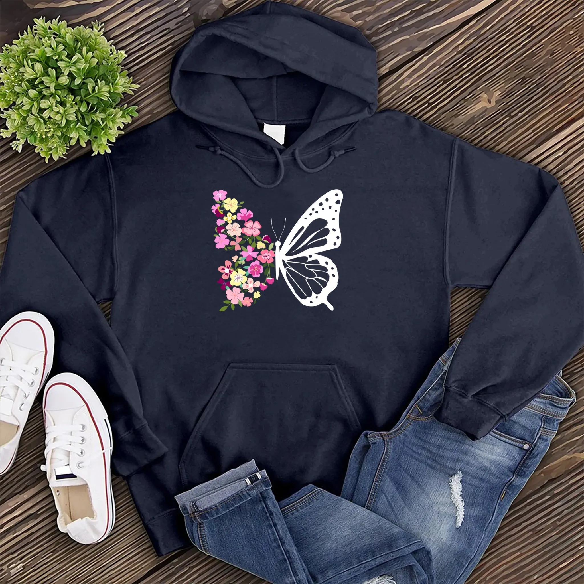 Pink Spring Flowers Butterfly Hoodie