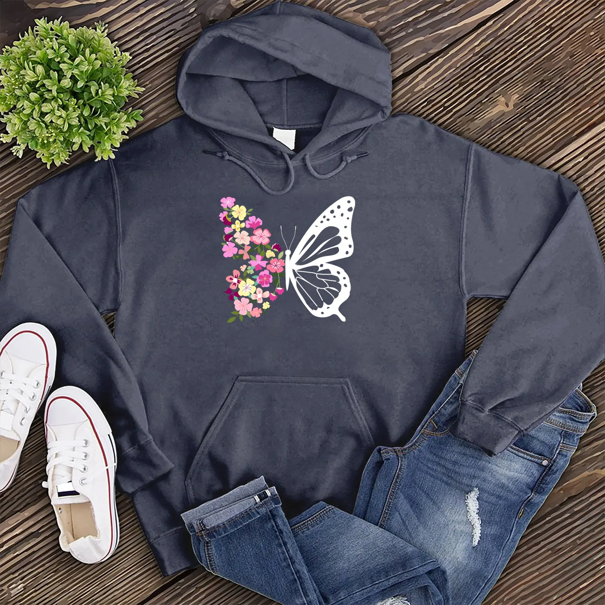 Pink Spring Flowers Butterfly Hoodie