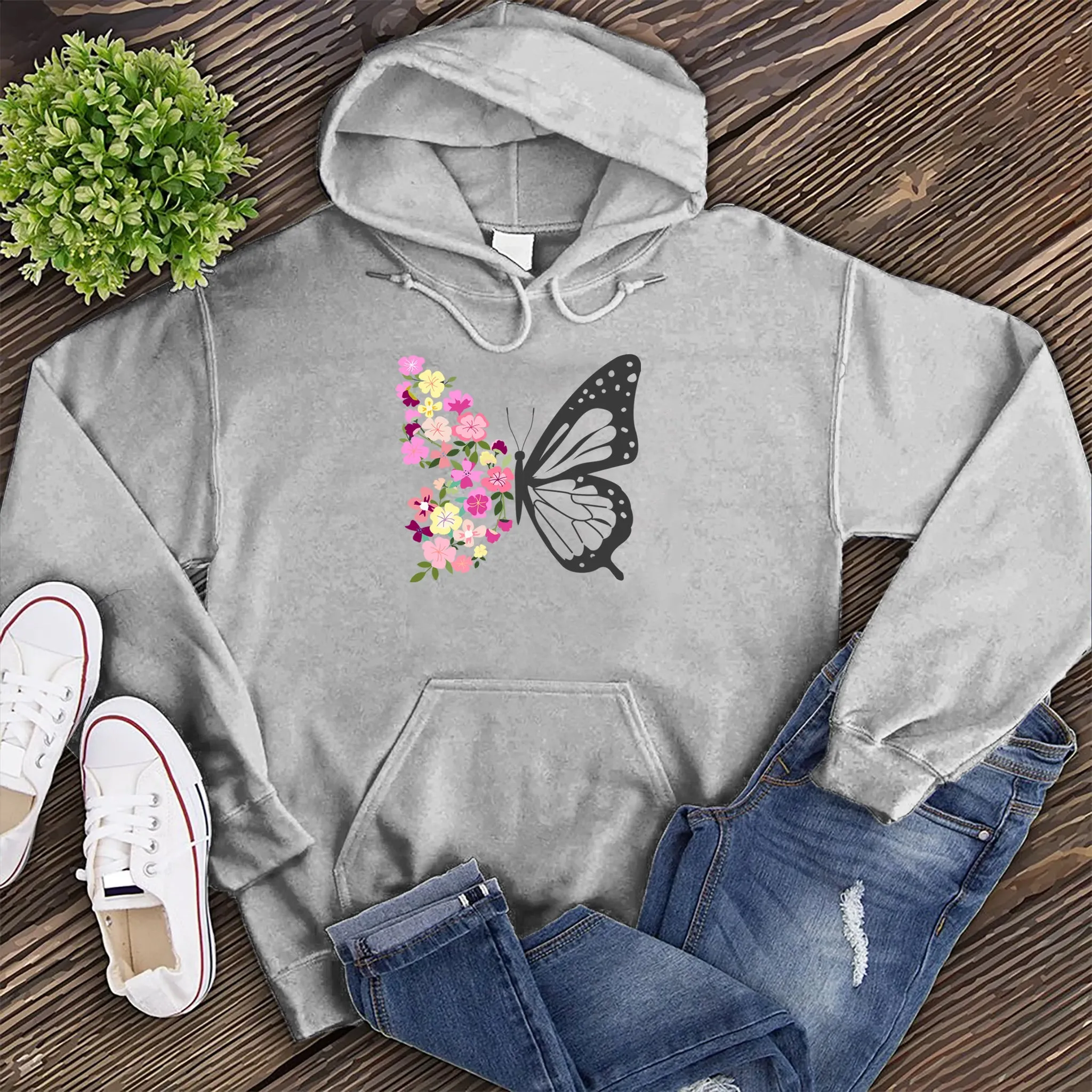 Pink Spring Flowers Butterfly Hoodie