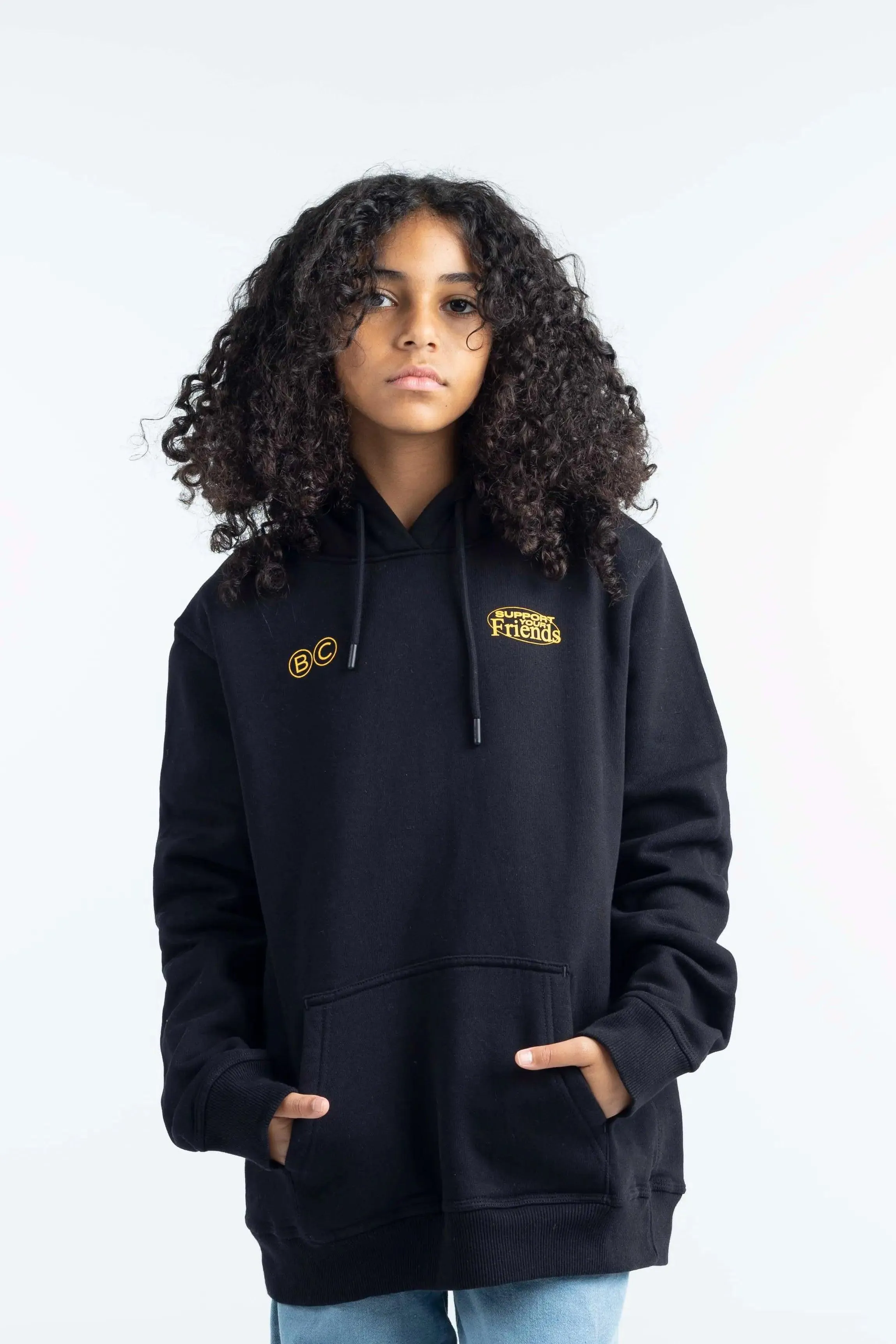 "SUPPORT YOUR FRIENDS" Kids Hoodie - Black