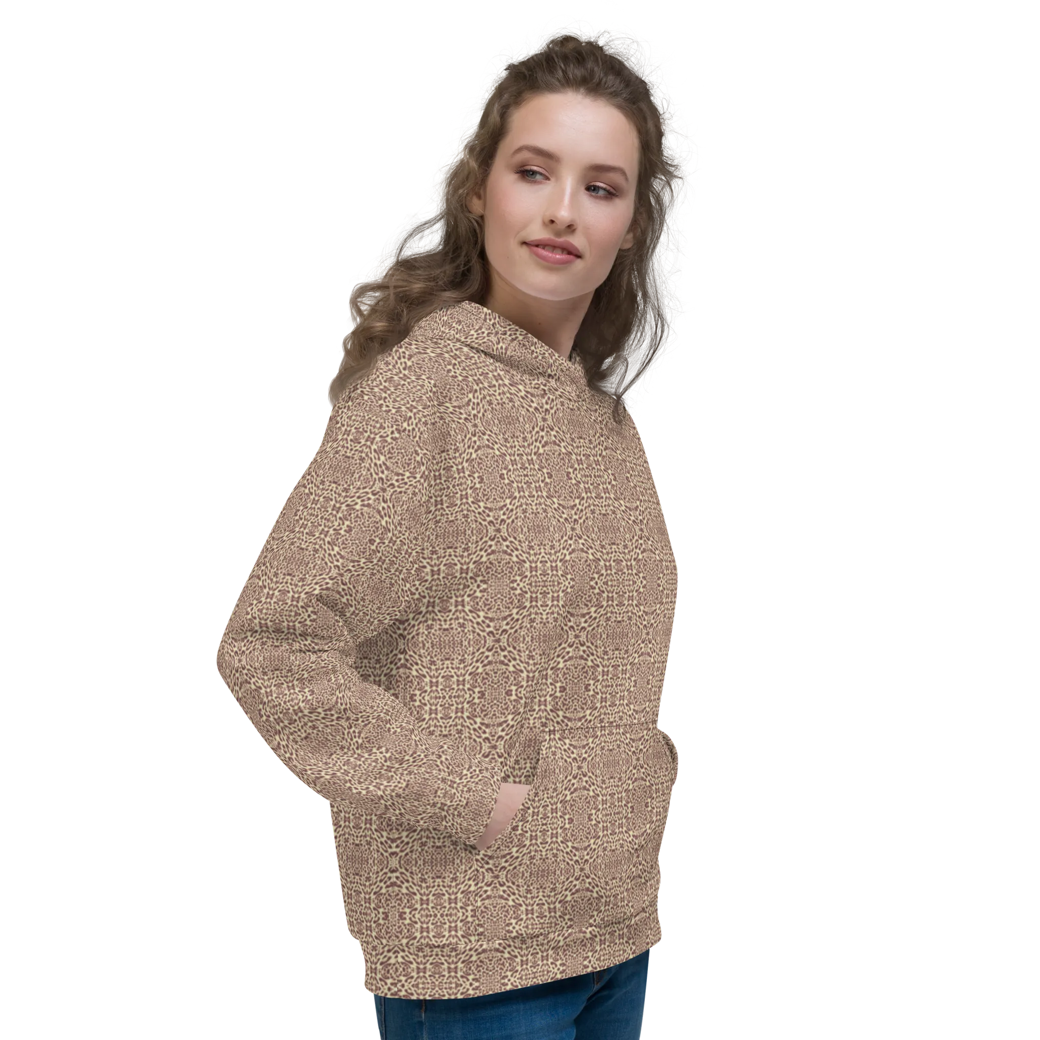 Recursia Contemplative Jaguar II Women's Hoodie In Pink