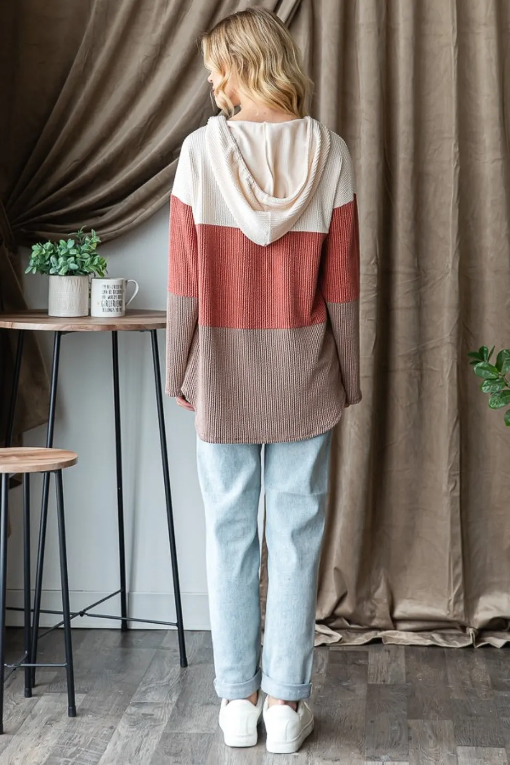 Selin  Color Block Heimish Long Sleeve Hoodie