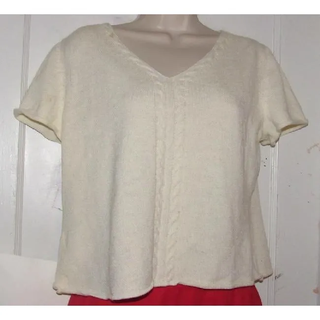 St John Ivory With Braided Sweater Pullover