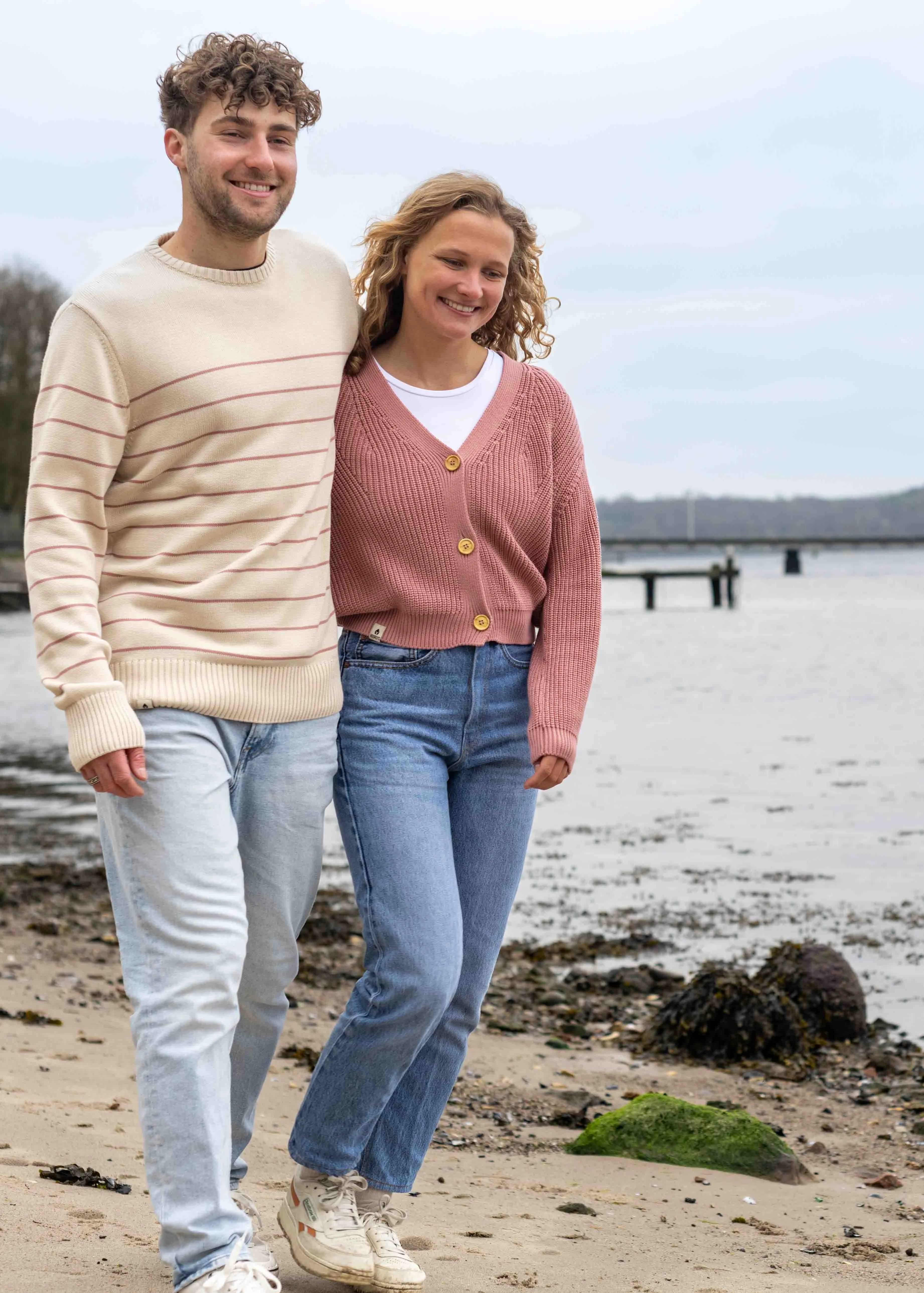 Strickpullover BÖÖT Beige-DuskPink-Striped