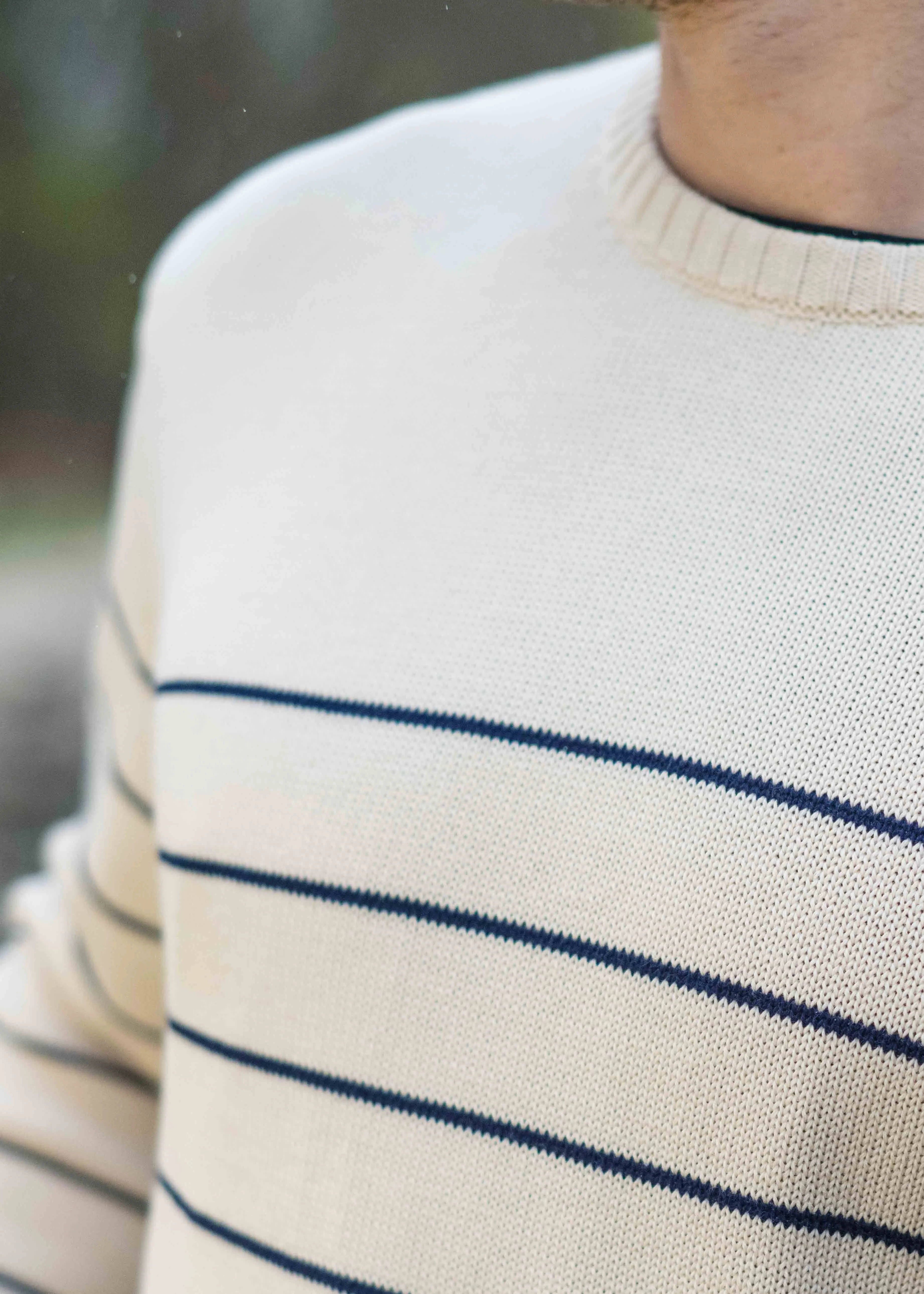 Strickpullover BÖÖT Beige-Navy-Striped